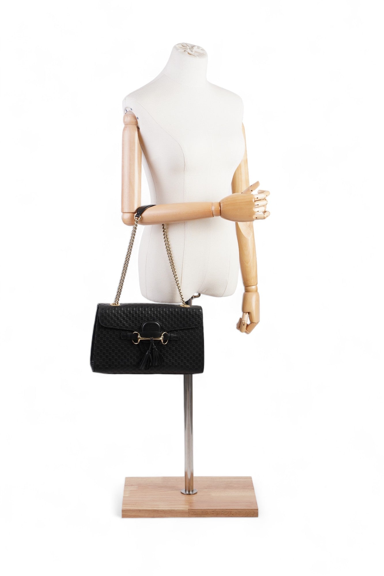 Gucci Emily ssima Chain Shoulder Bag Leather Black Leather Medium