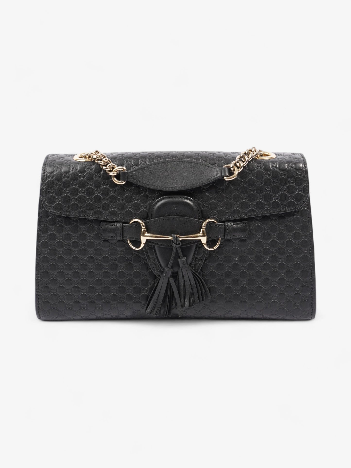 Gucci Emily ssima Chain Shoulder Bag Leather Black Leather Medium