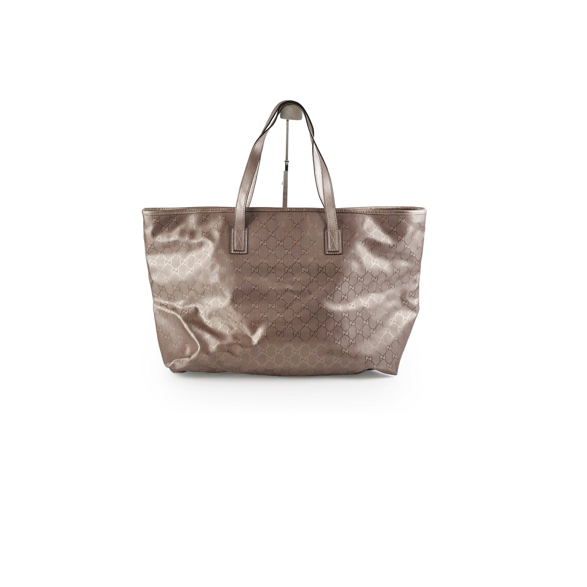 Gucci Grey Tote Monogram Silver Tote Bag