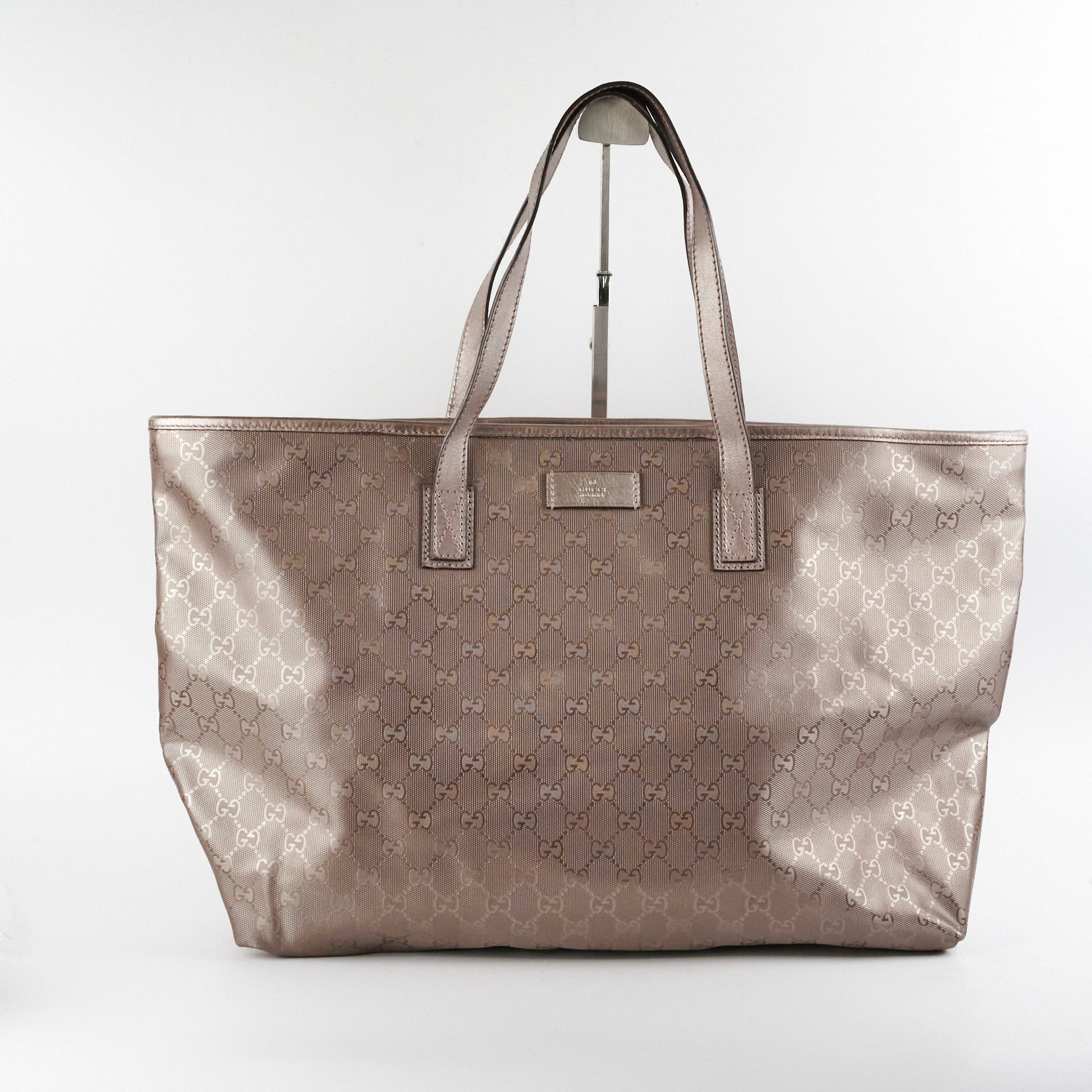 Gucci Grey Tote Monogram Silver Tote Bag