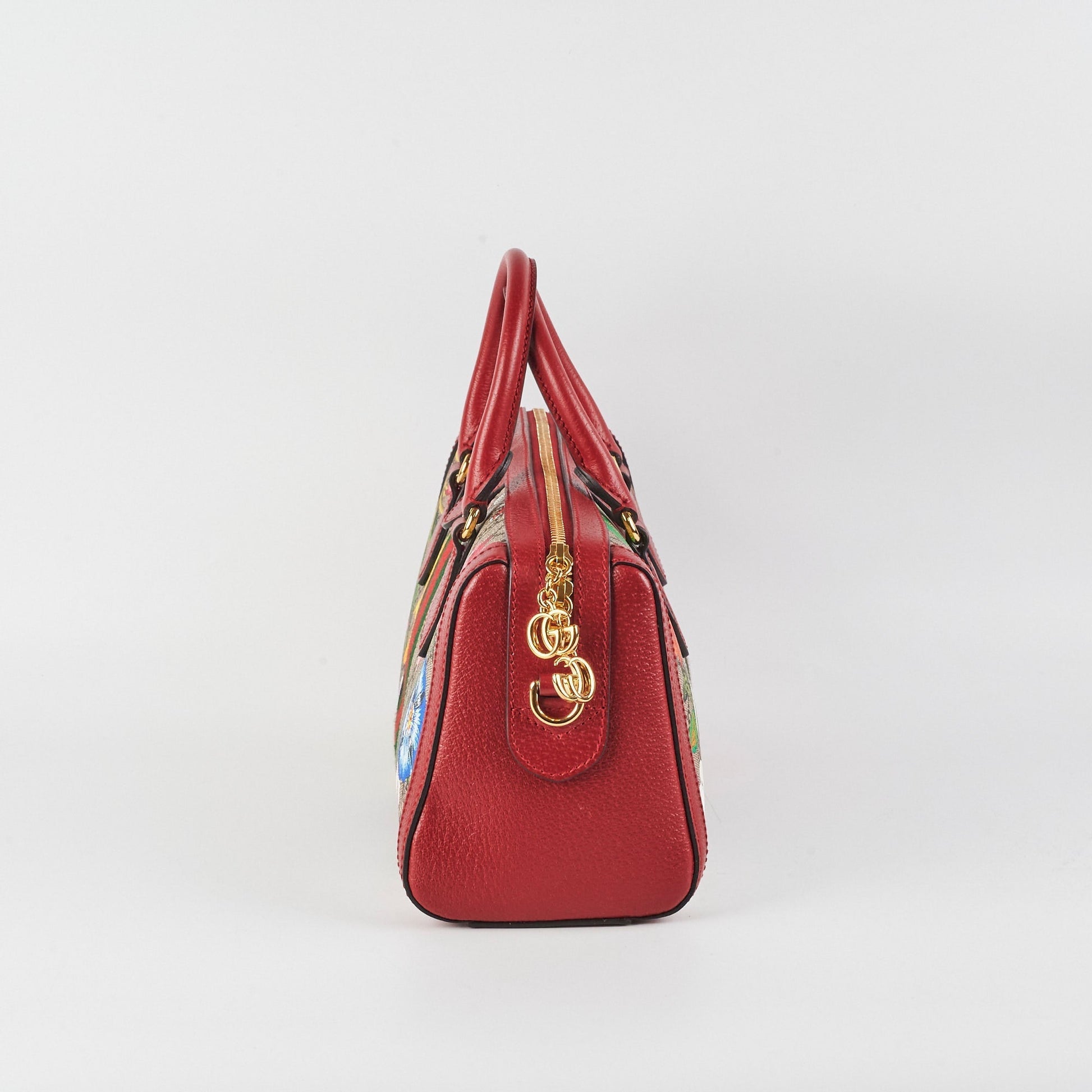 Gucci Supreme Flora Ophidia Boston Bag Beige Red Shoulder Bag
