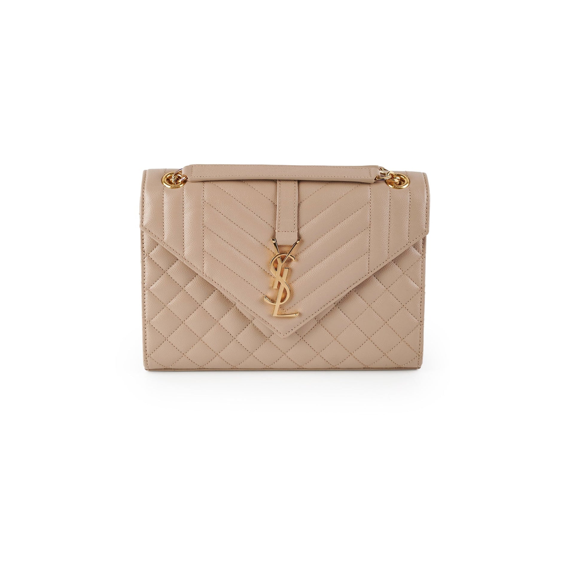 YSL Saint Laurent Envelope Bag Quilted Beige Shoulder Bag
