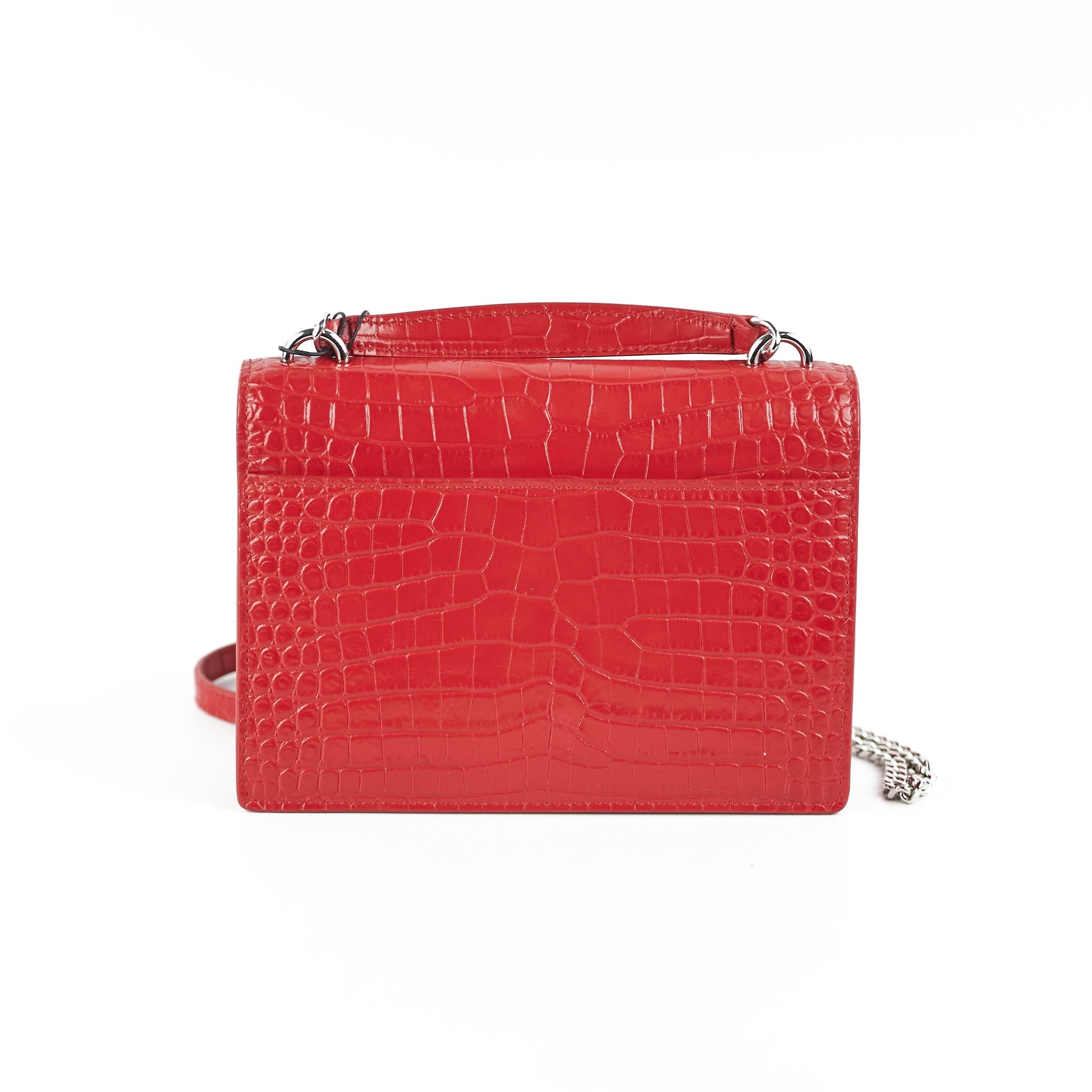 YSL Saint Laurent Sunset On Croc Crossbody Bag Red Mini Chain