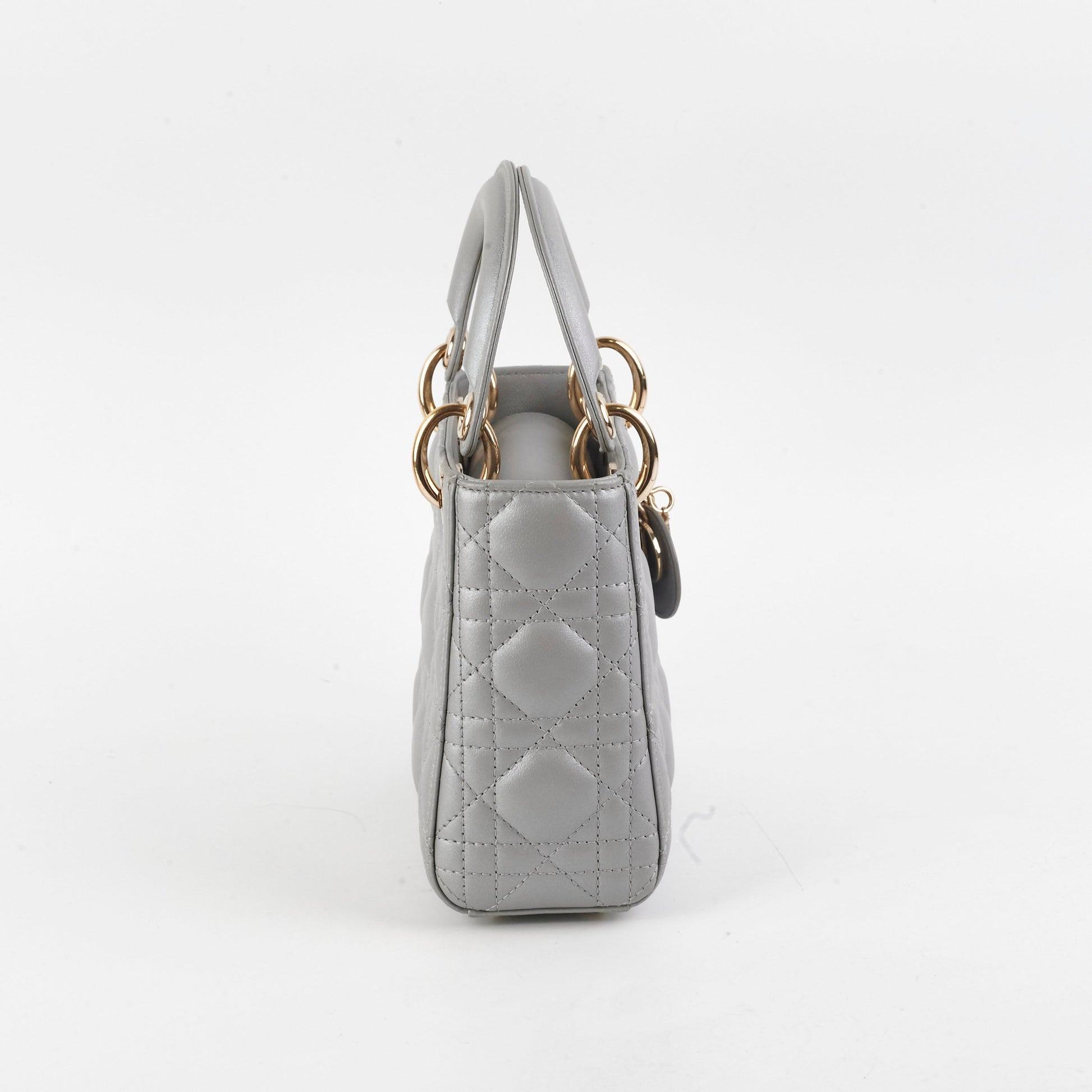 Dior Christian Lady Grey Crossbody Bag Gray Mini
