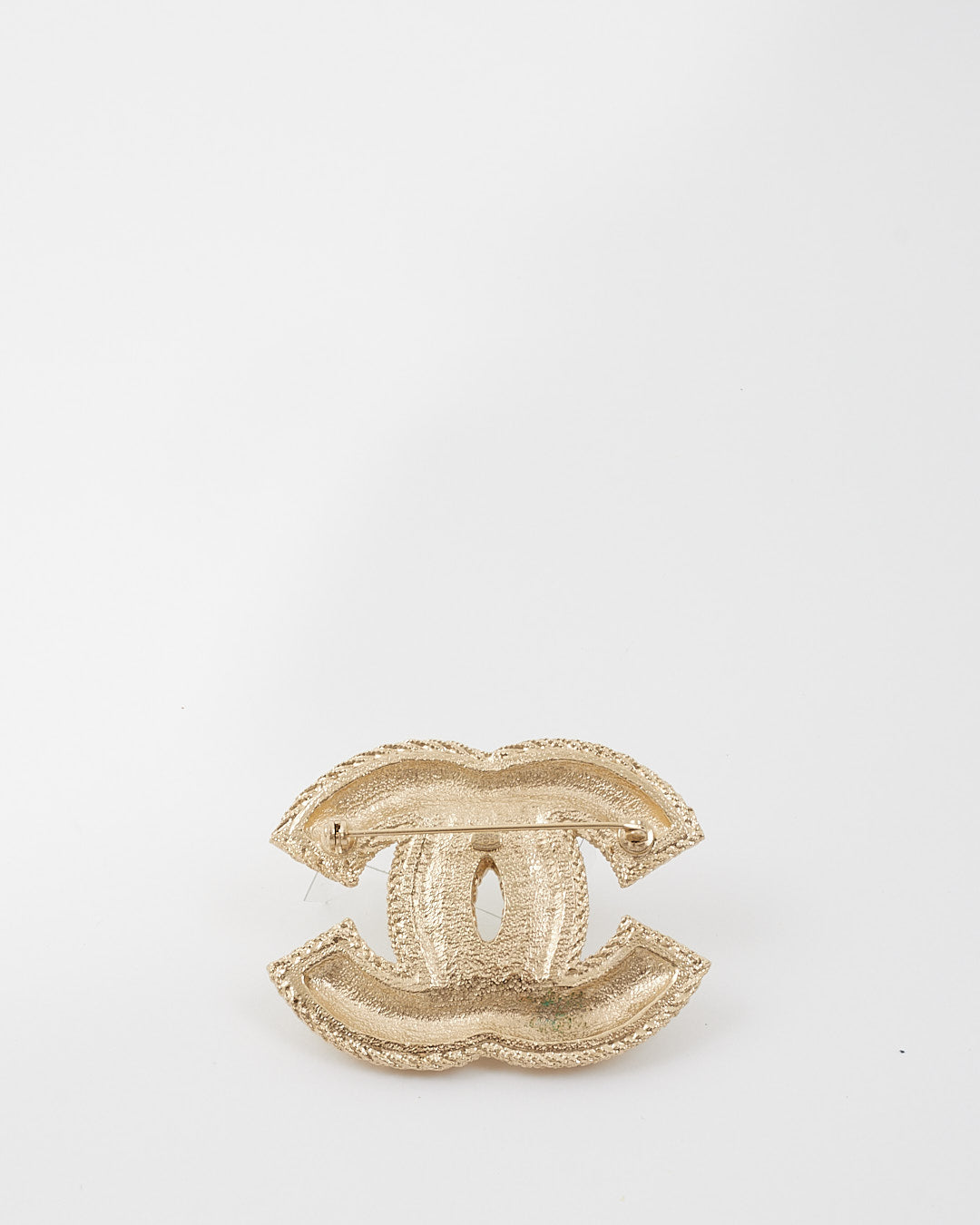 Chanel CC Gold Tone/White Brooche