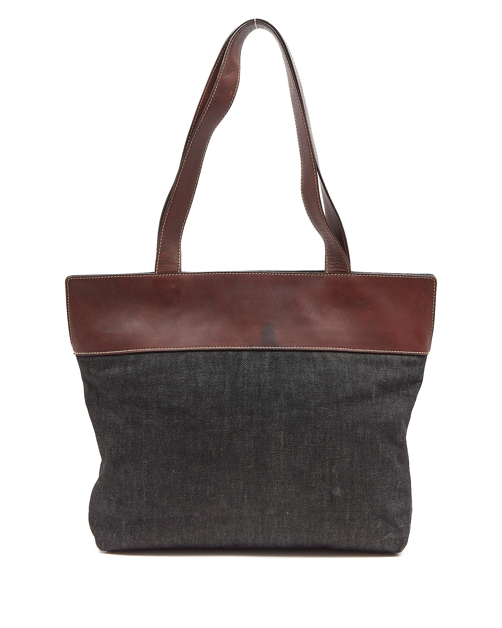 Chanel Brown Leather and Denim CC Tote Bag