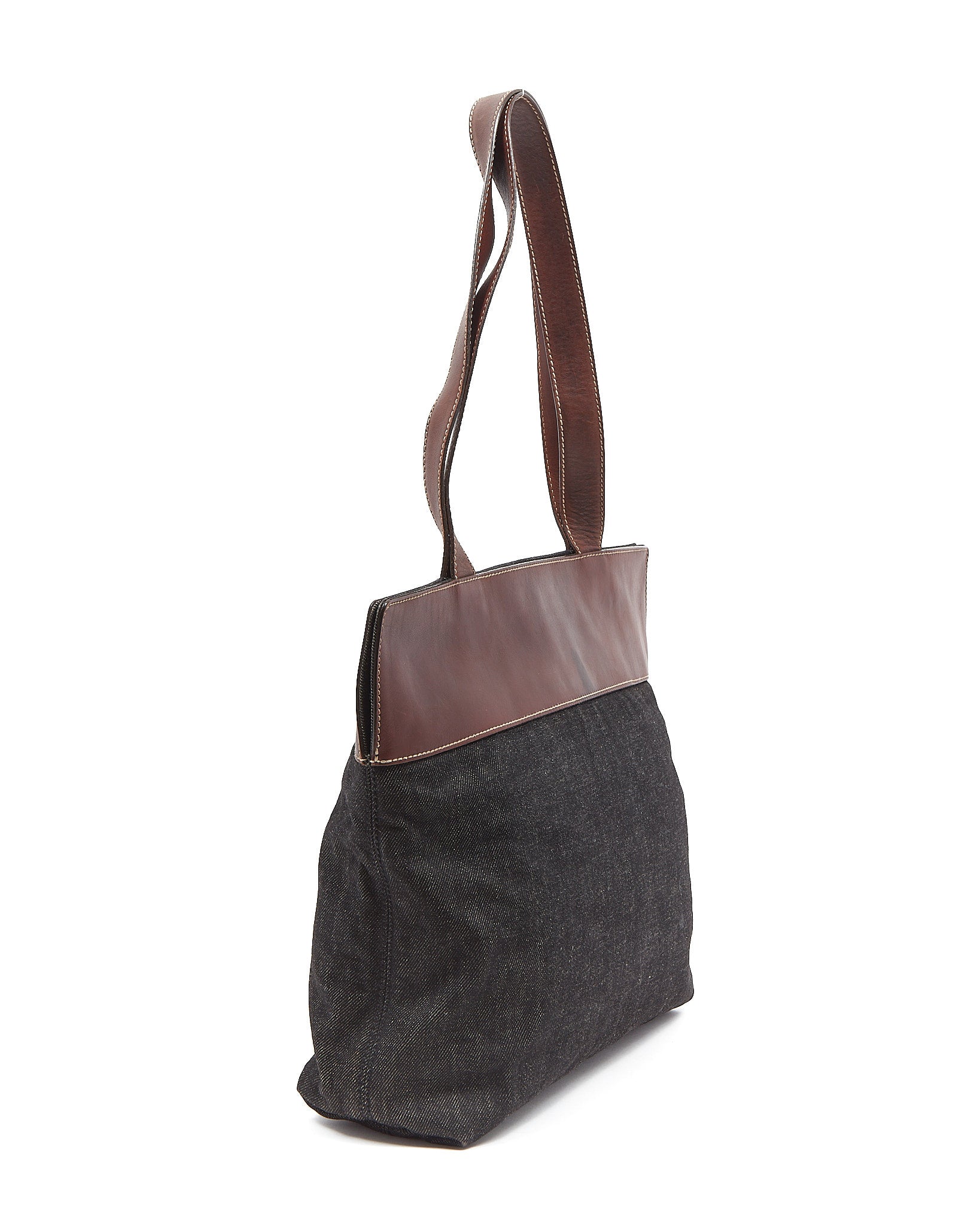 Chanel Brown Leather and Denim CC Tote Bag