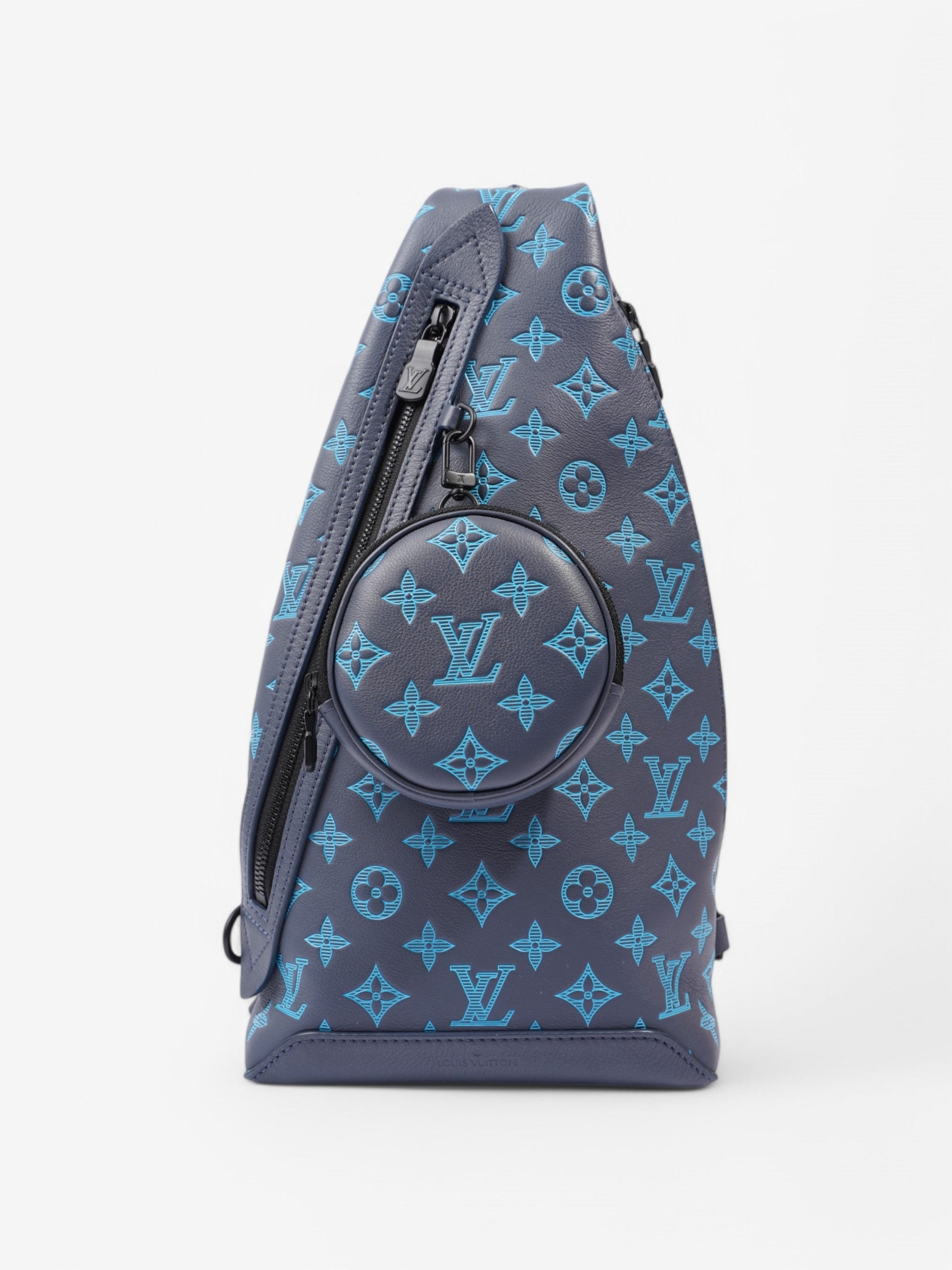Louis Vuitton Duo Slingback Shadow Navy River Monogram Leather Calfskin Blue Shoes