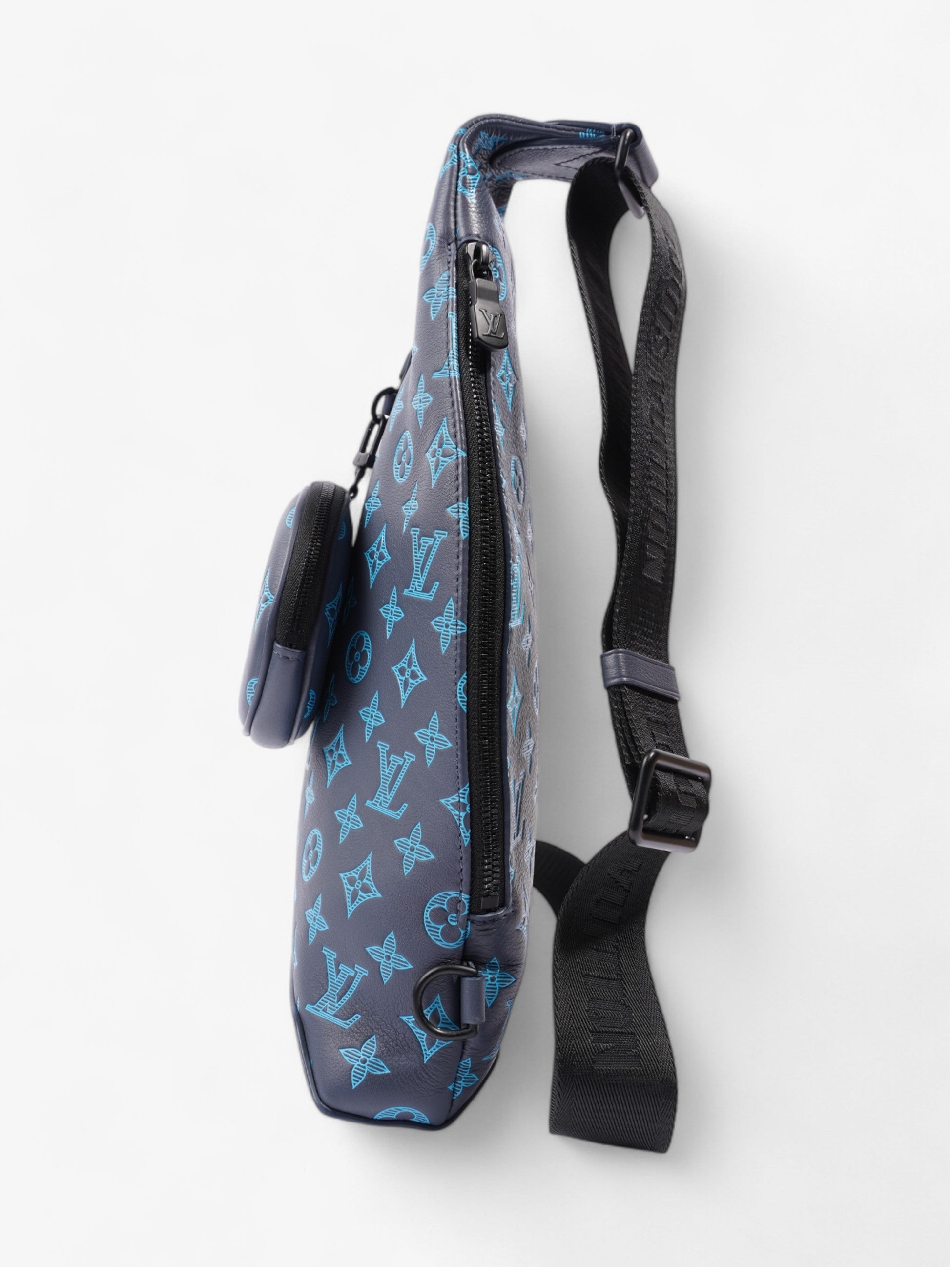 Louis Vuitton Duo Slingback Shadow Navy River Monogram Leather Calfskin Blue Shoes