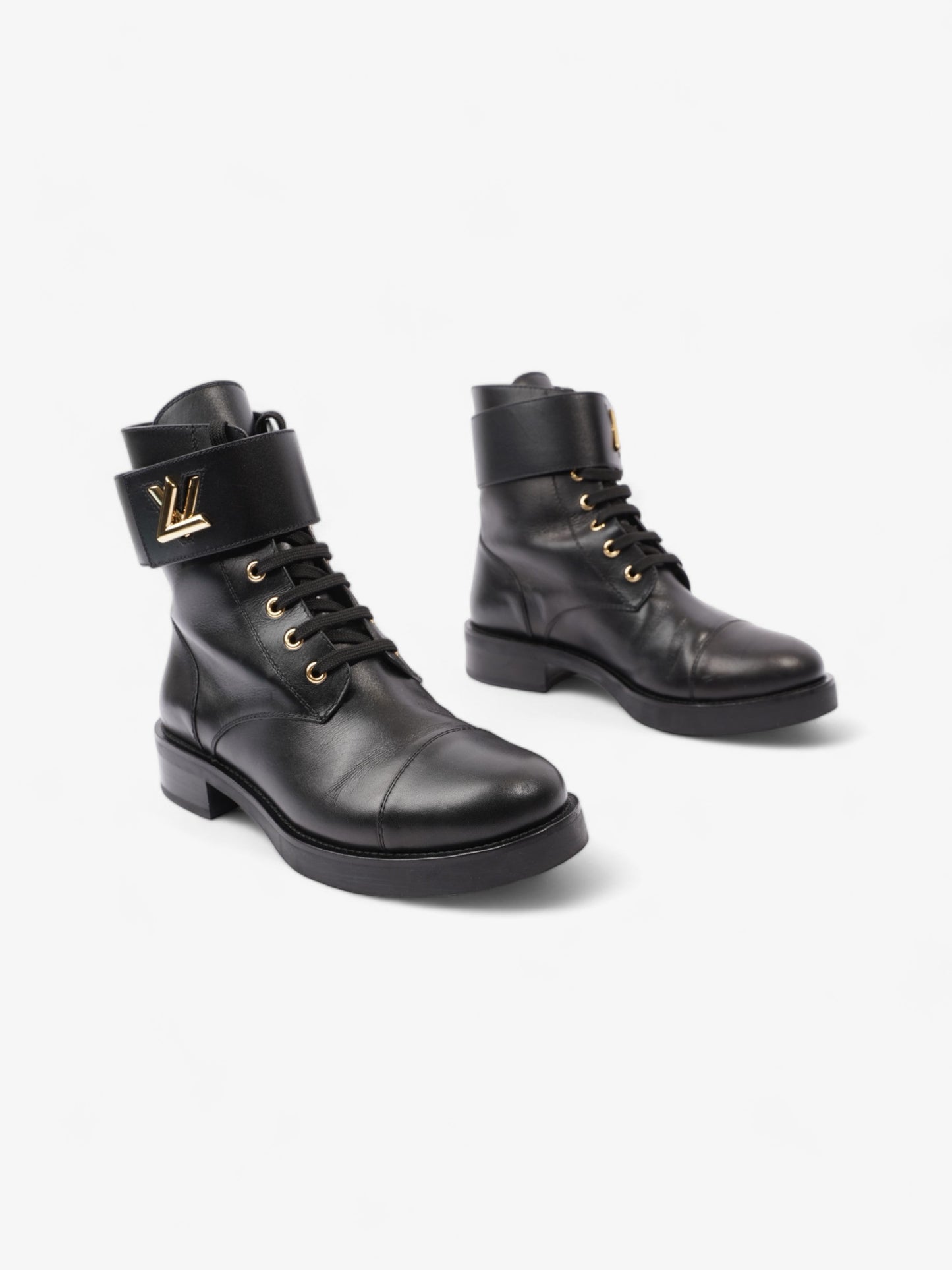 Louis Vuitton Wonderland Flat Rangers EU 39.5 UK Black Leather Shoes