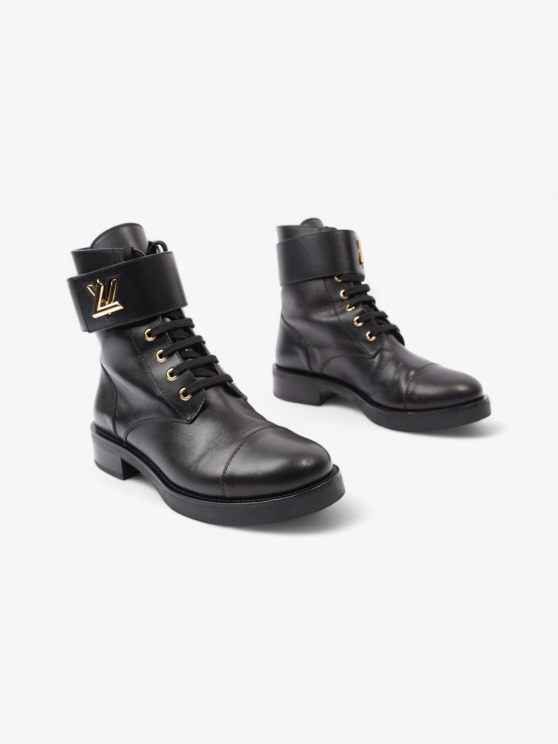 Louis Vuitton Wonderland Flat Rangers EU 39.5 UK Black Leather Shoes