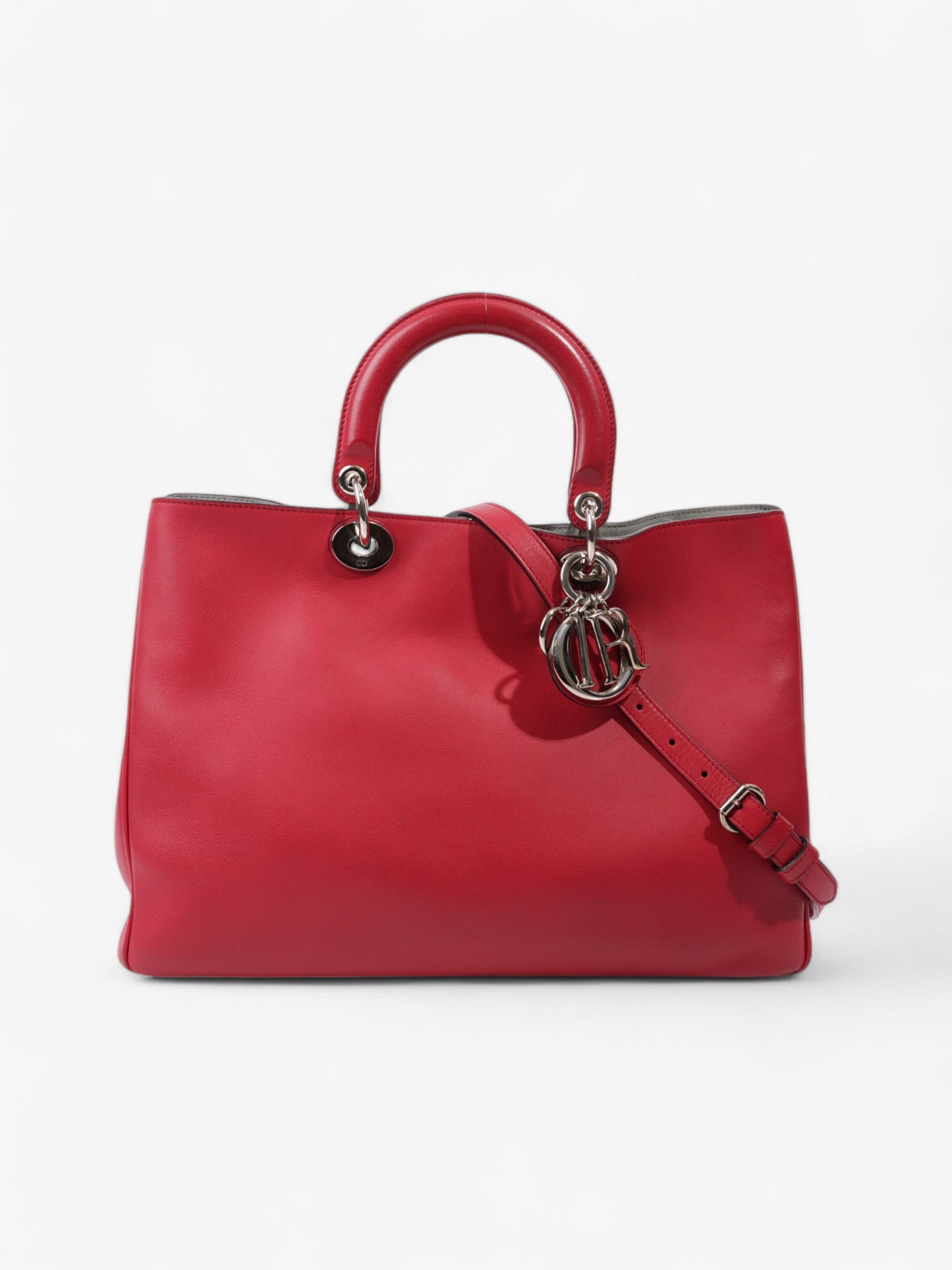 Dior Christian issimo Shopper Tote Calfskin Leather Red Large Tote Bag