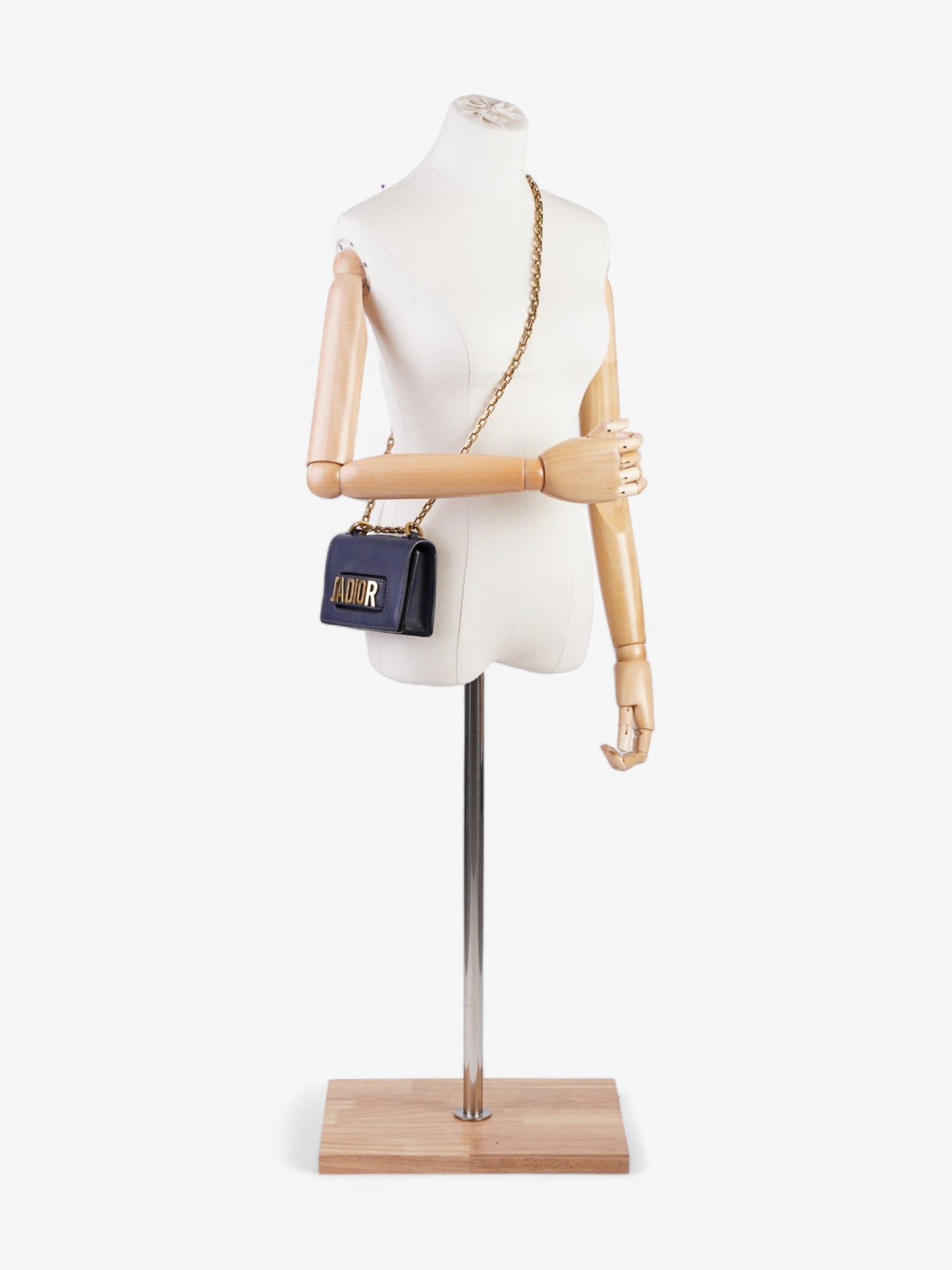 Dior Christian A Flap Bag Calfskin Leather Blue Navy Shoulder Bag