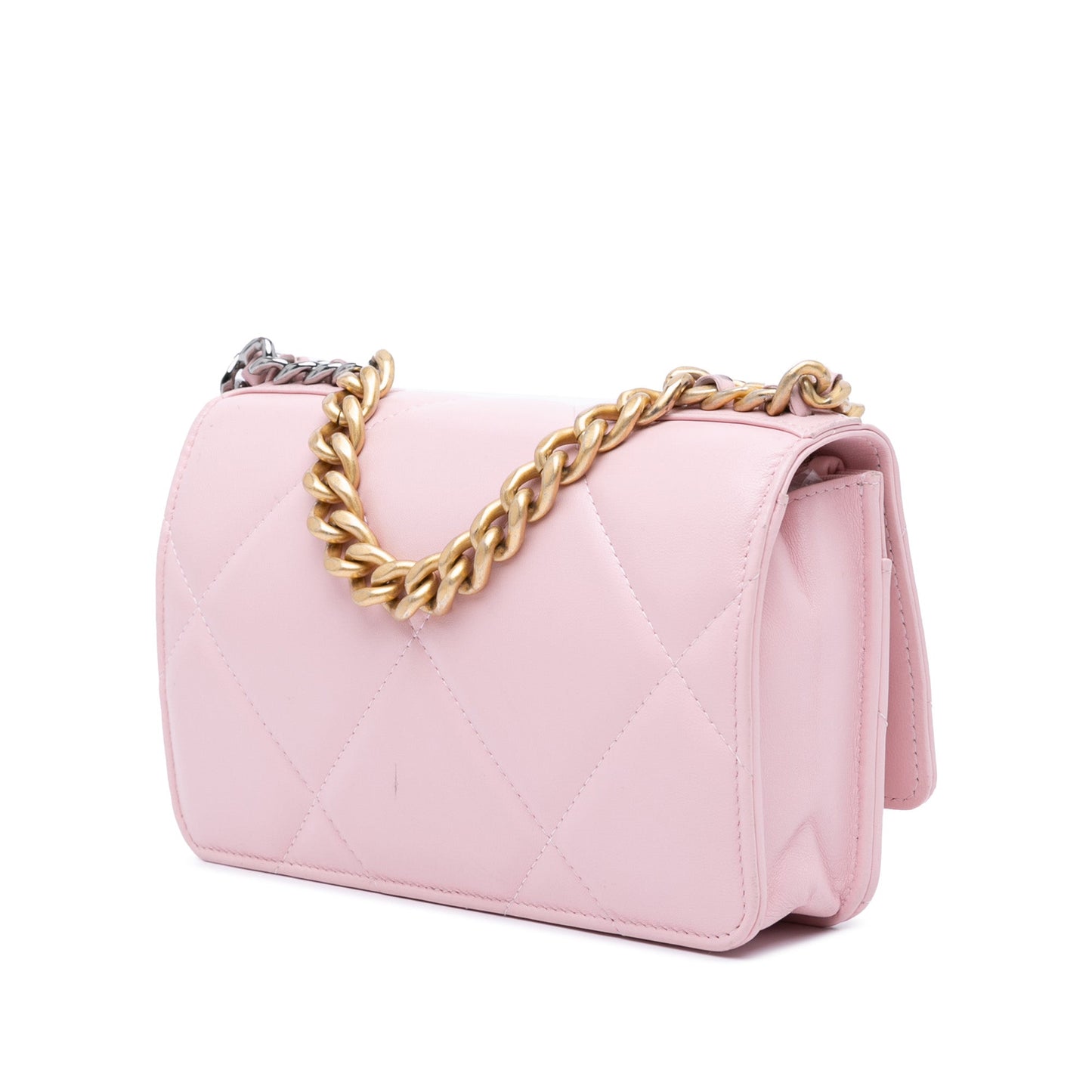 Pink Chanel Quilted Lambskin 19 Wallet on Chain Satchel