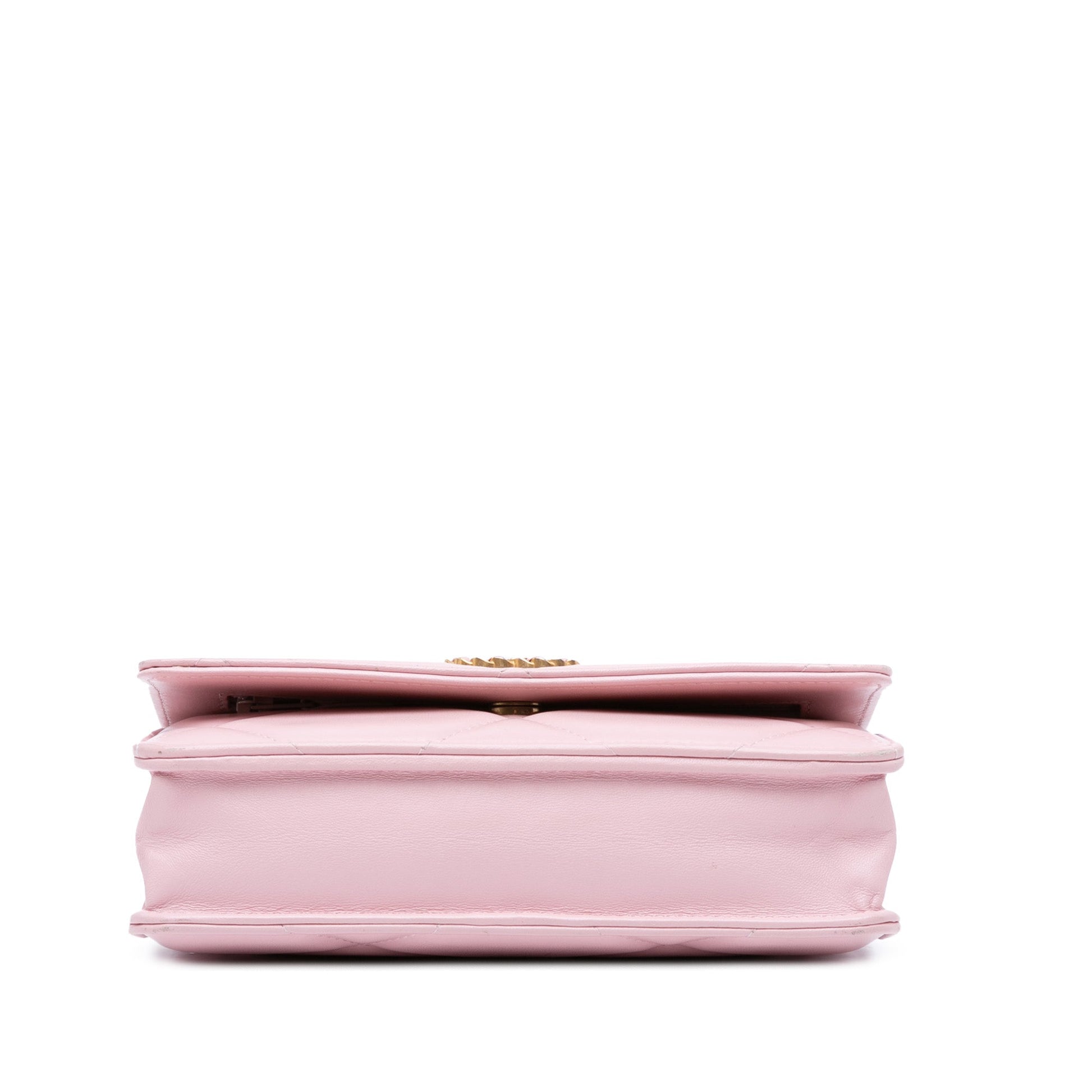 Pink Chanel Quilted Lambskin 19 Wallet on Chain Satchel