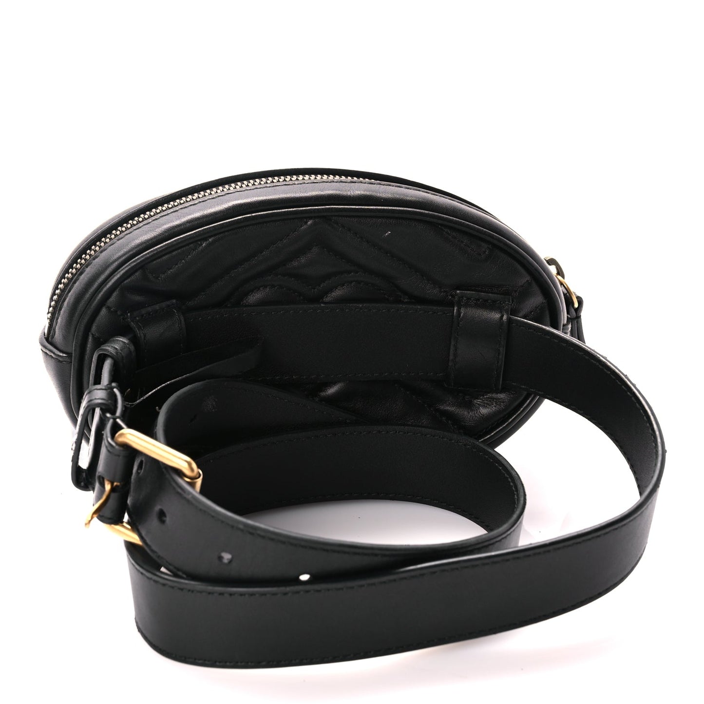 Gucci Calfskin Matelasse GG Marmont Belt Bag 85 Black