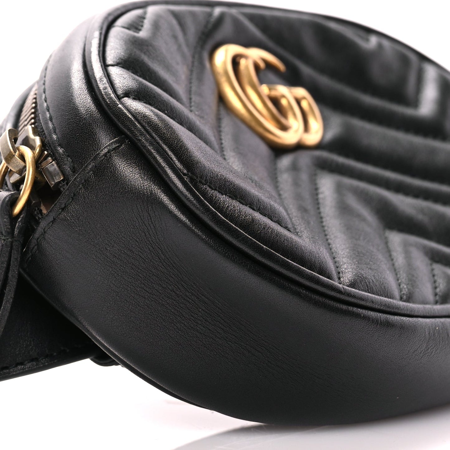 Gucci Calfskin Matelasse GG Marmont Belt Bag 85 Black