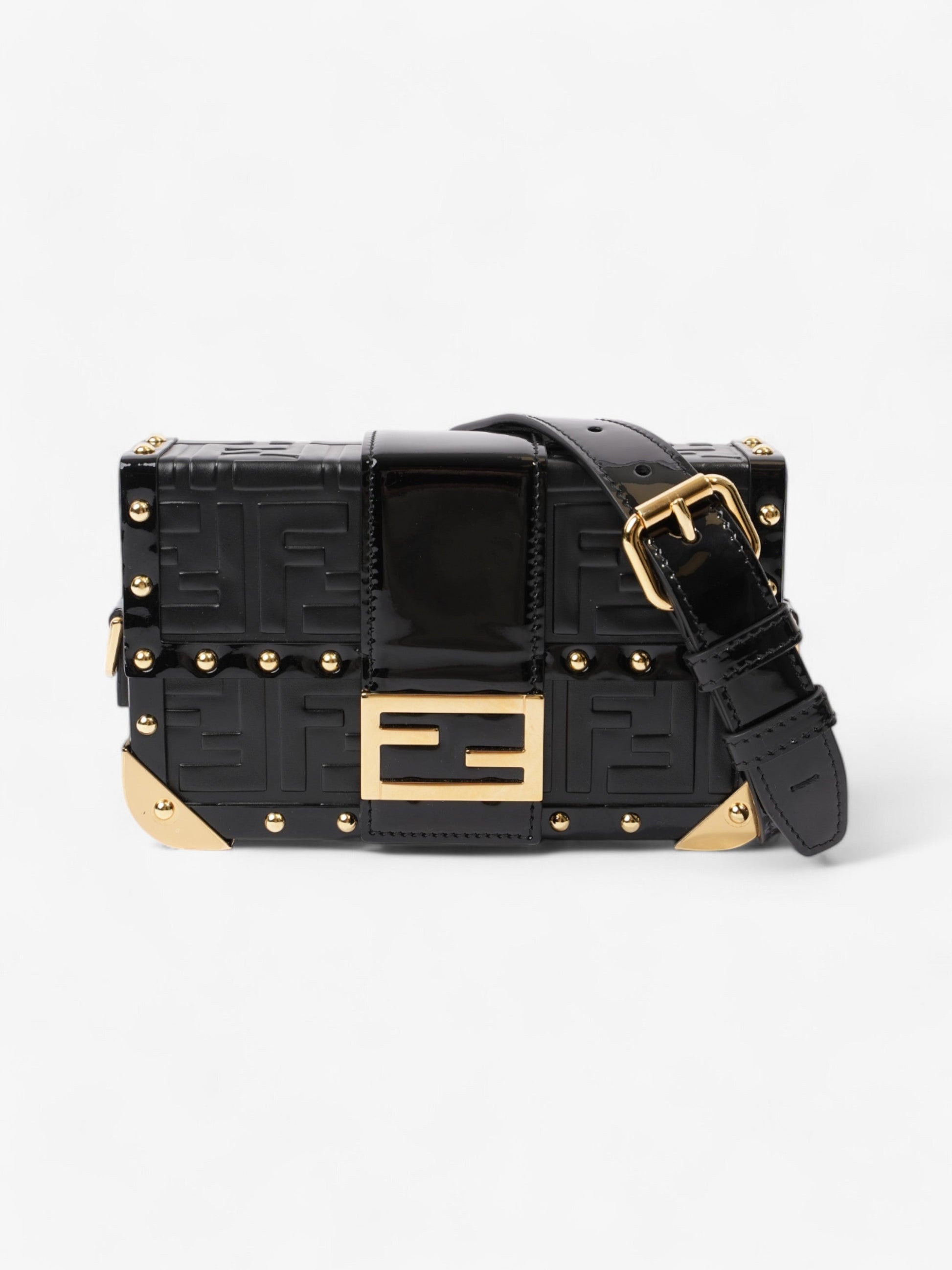 Fendi Truck Crossbody Bag Leather Patent Black