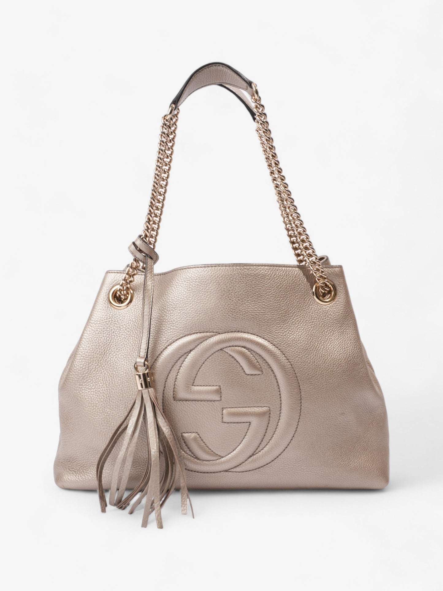 Gucci Soho Chain Tote Golden Calfskin Medium Leather Beige Shoulder Bag