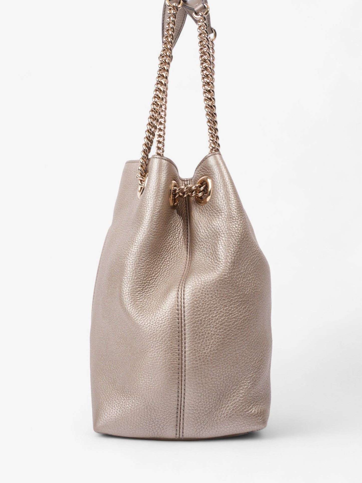 Gucci Soho Chain Tote Golden Calfskin Medium Leather Beige Shoulder Bag