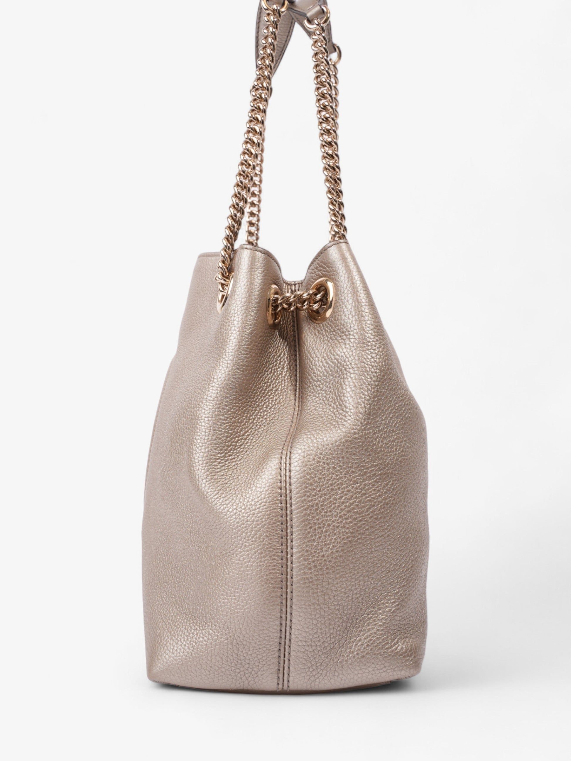 Gucci Soho Chain Tote Golden Calfskin Medium Leather Beige Shoulder Bag