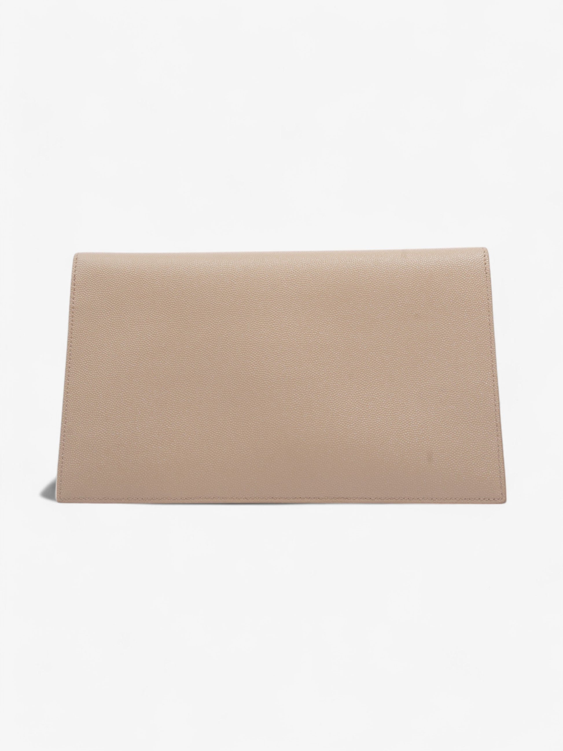 YSL Saint Laurent Uptown Clutch Nude Grained Leather Clutch Bag
