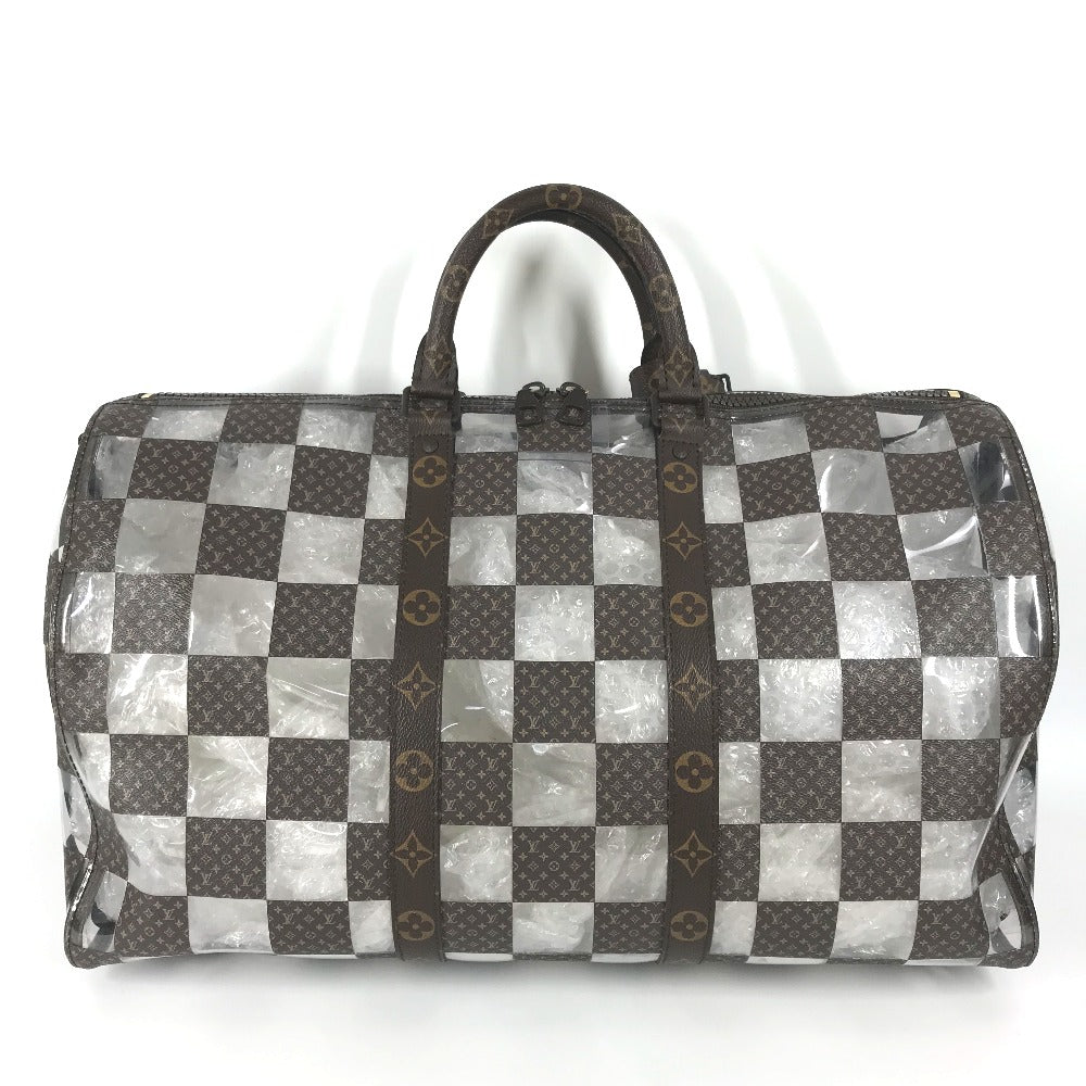 Louis Vuitton Boston Duffel M20864 Plastics chess Monogram Canvas Brown Travel Bag