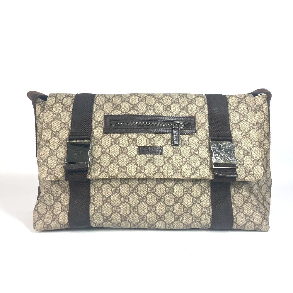 Gucci GG Supreme , GG Plus Leather Canvas Beige Flap Shoulder Bag