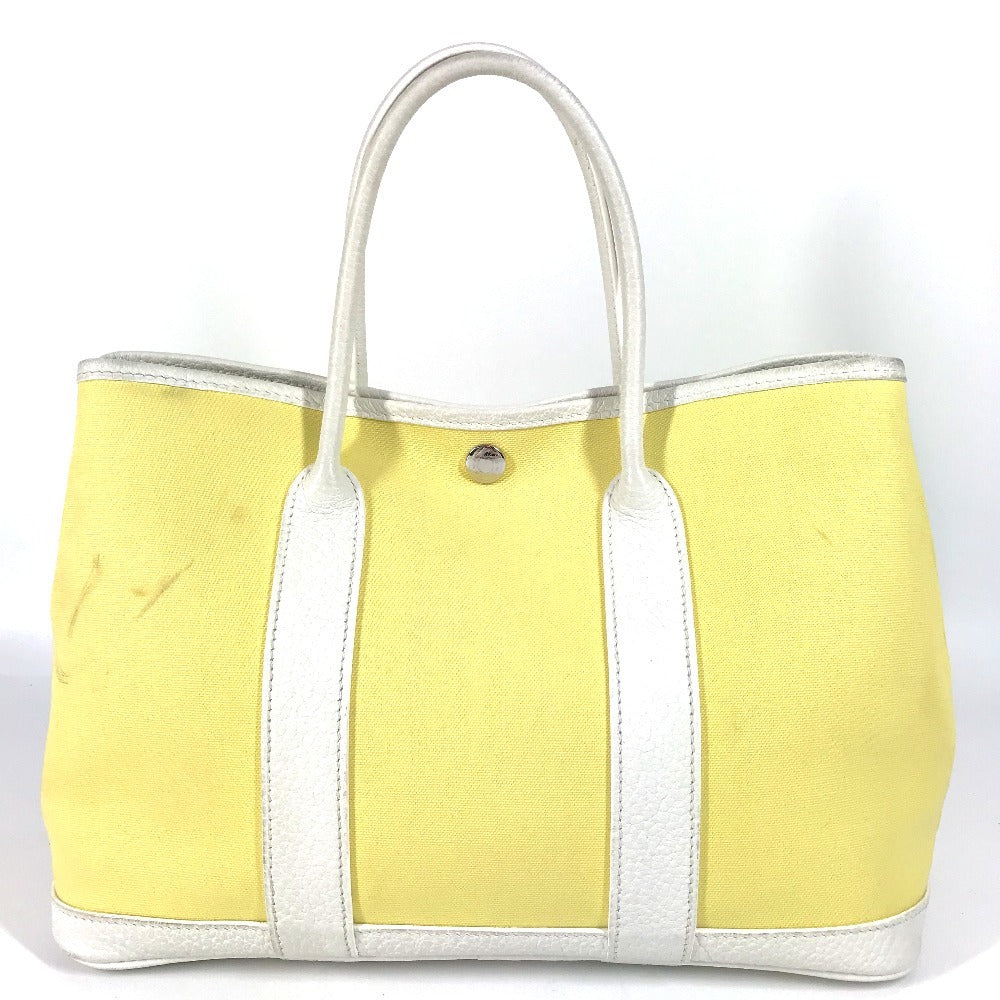 Hermes Handbag Toile Garden Party Tpm Garden Party Tpm Leather Yellow Travel Bag