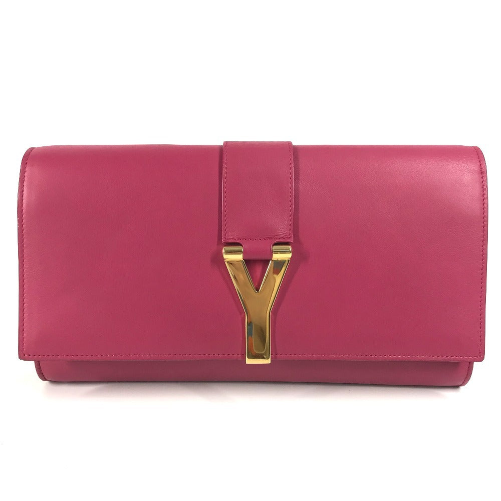 Saint Clutch Bag Line Flap Leather Pink