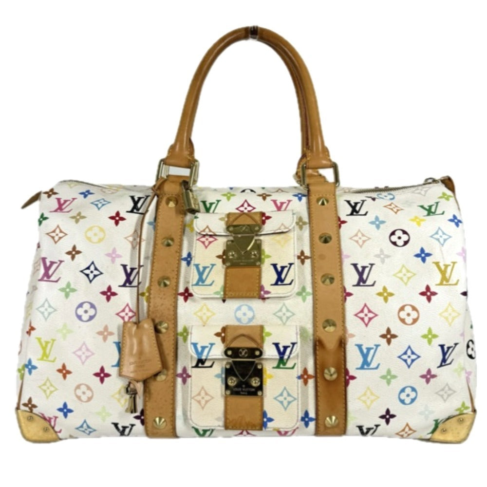 Louis Vuitton Boston Duffel M92641 Takashi Murakami Monogram Canvas White Multicolor Travel Bag