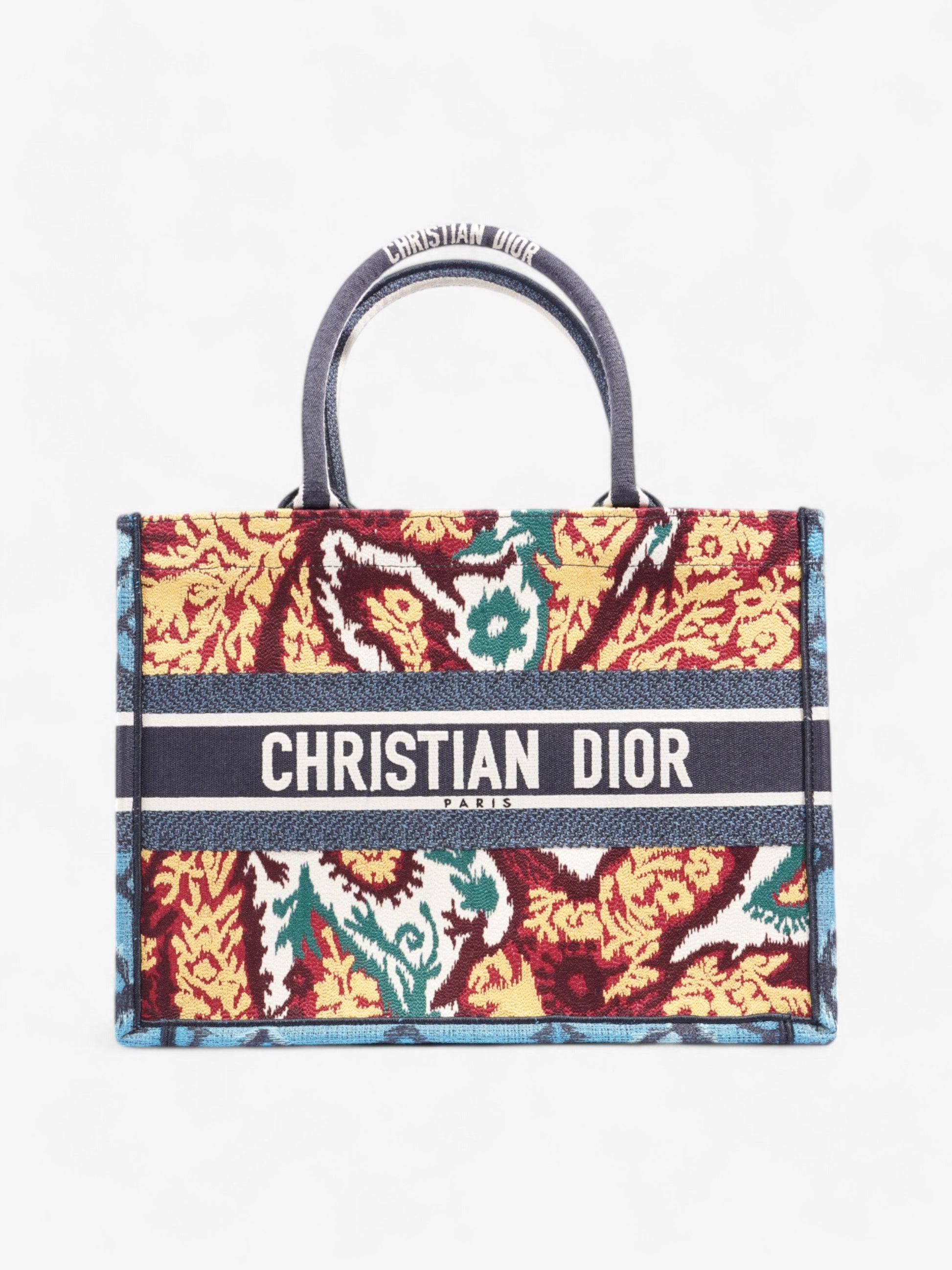 Dior Christian Book Tote Paisley Multicolour Canvas Blue Medium Tote Bag