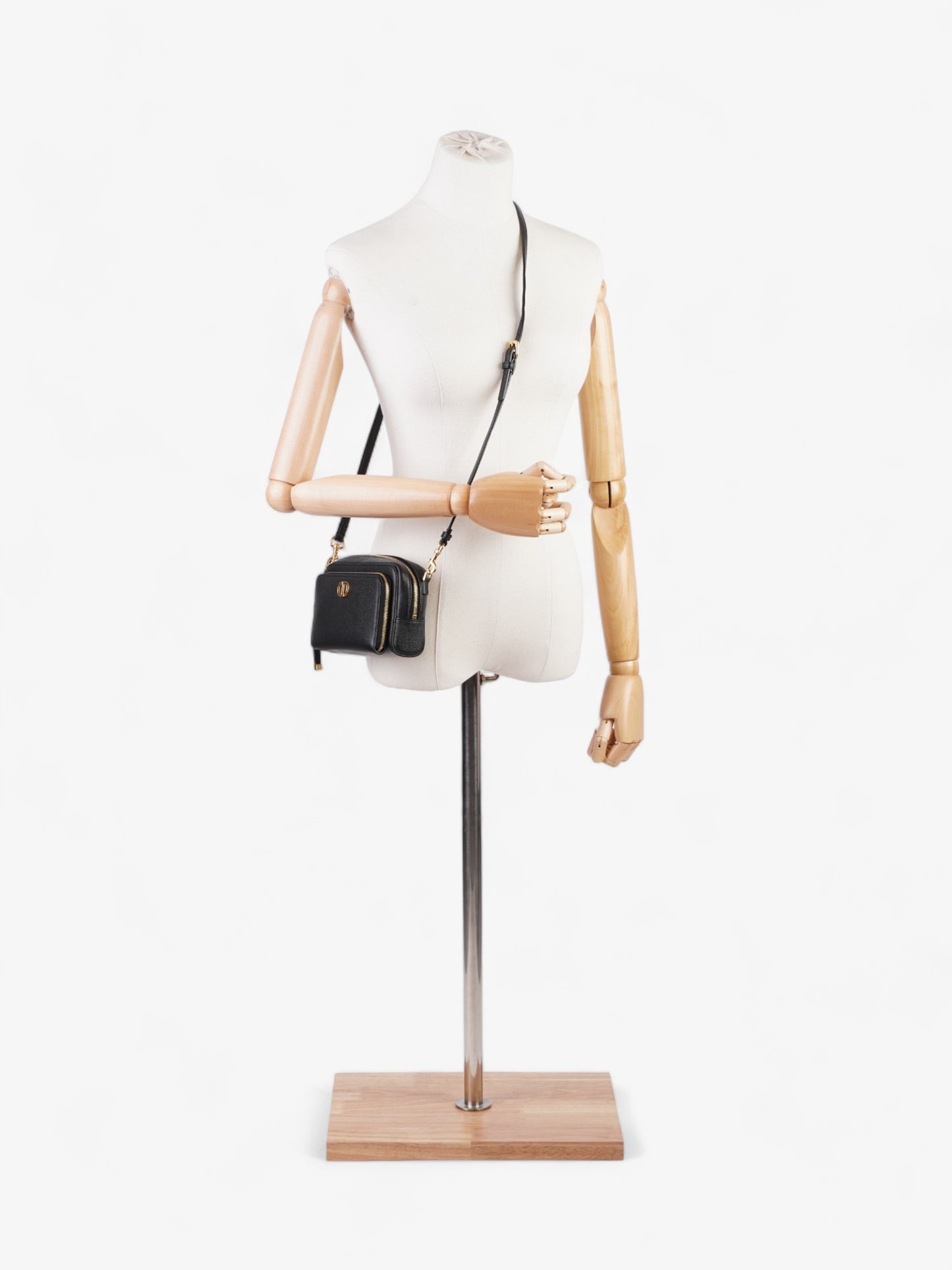 Dior Christian Caro Double Pouch Bag Leather Black Crossbody Bag