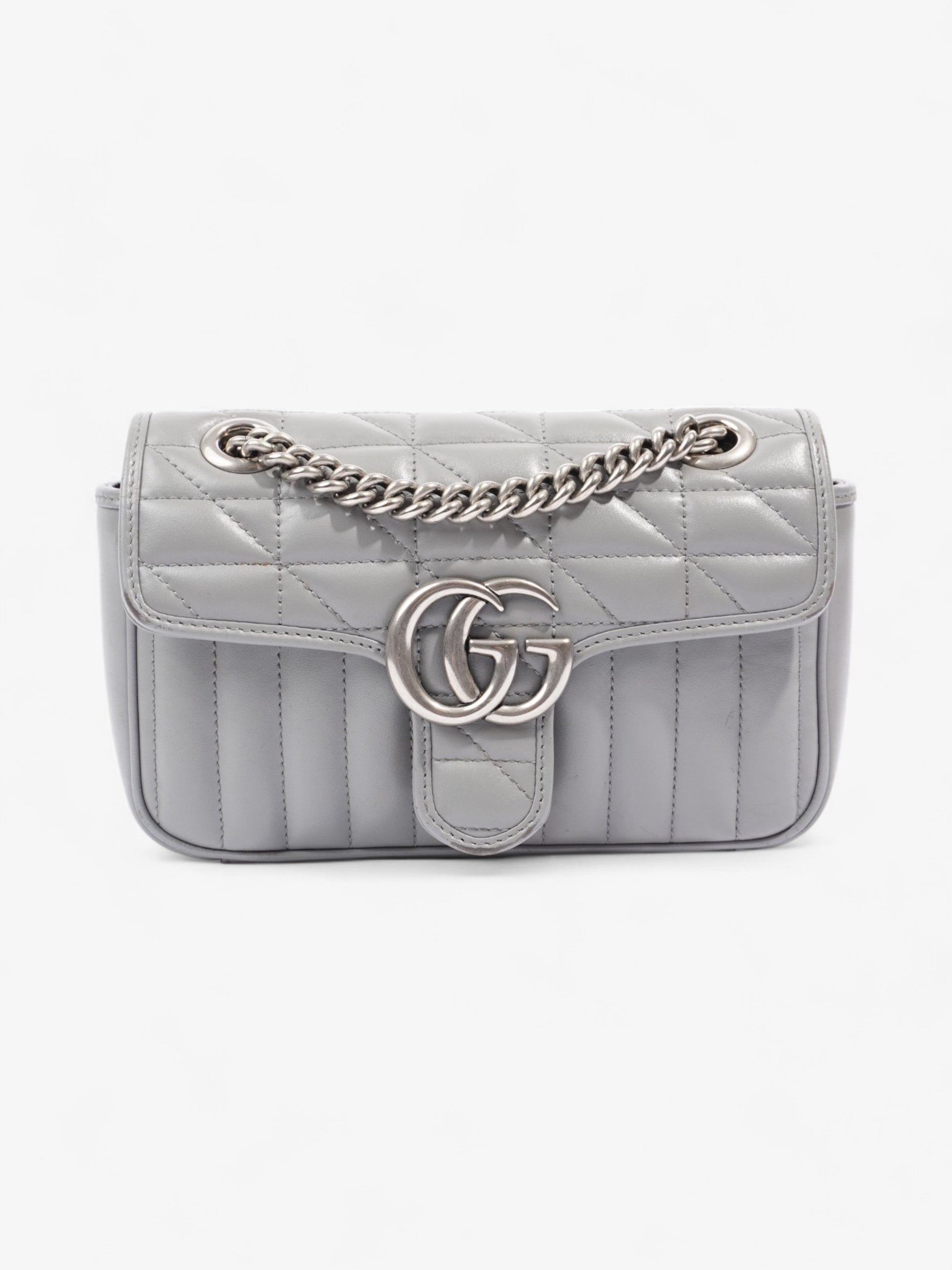 Gucci Marmont Flap Grey Crossbody Bag Leather Matelasse