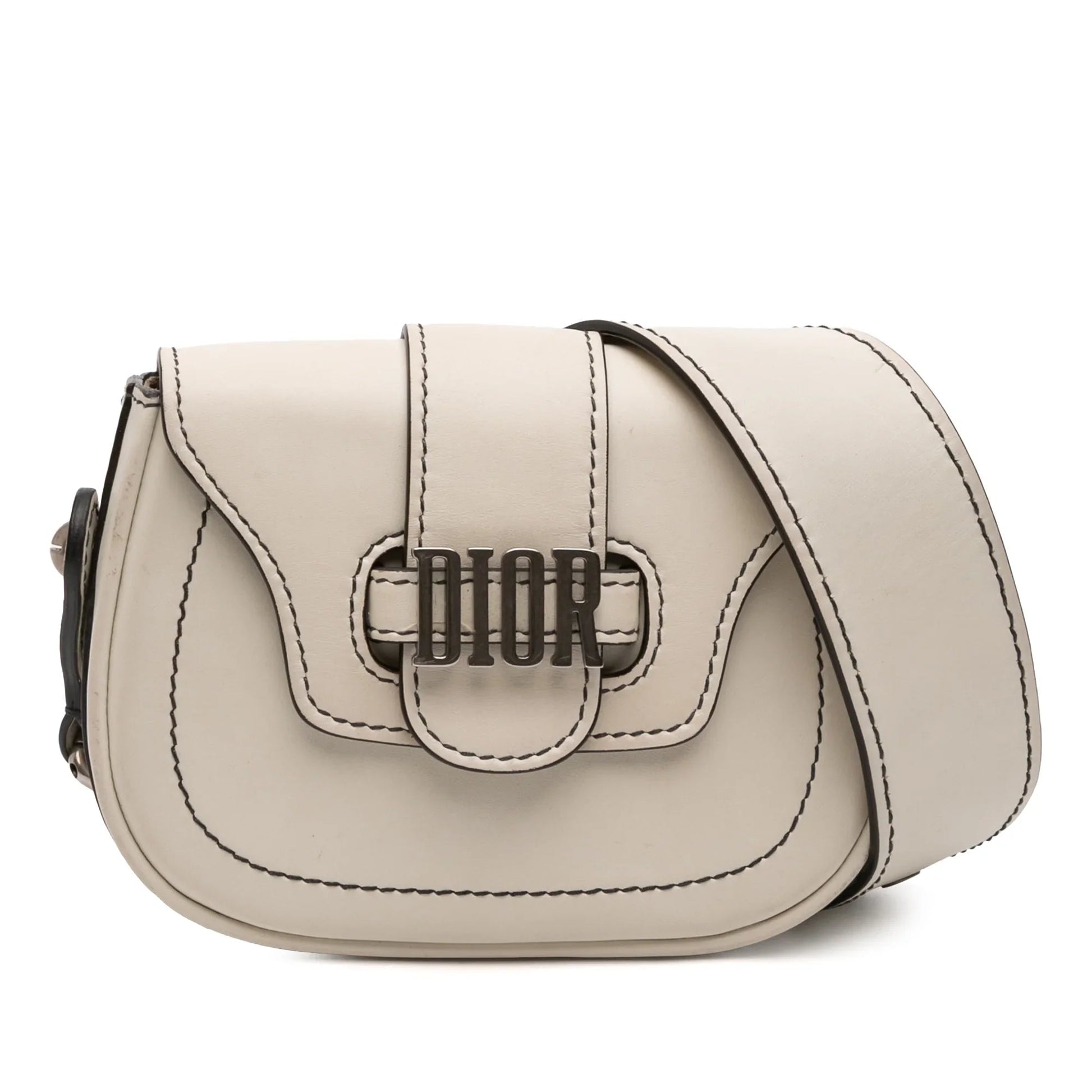 Dior Handbag D Fence Saddle Bag Leather White Mini Crossbody Bag
