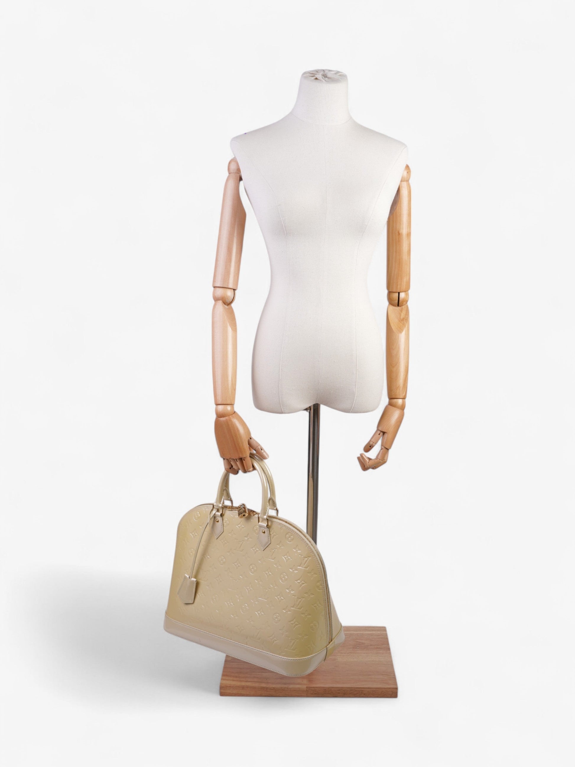 Louis Vuitton Alma Cream Embossed MM Leather Handbag