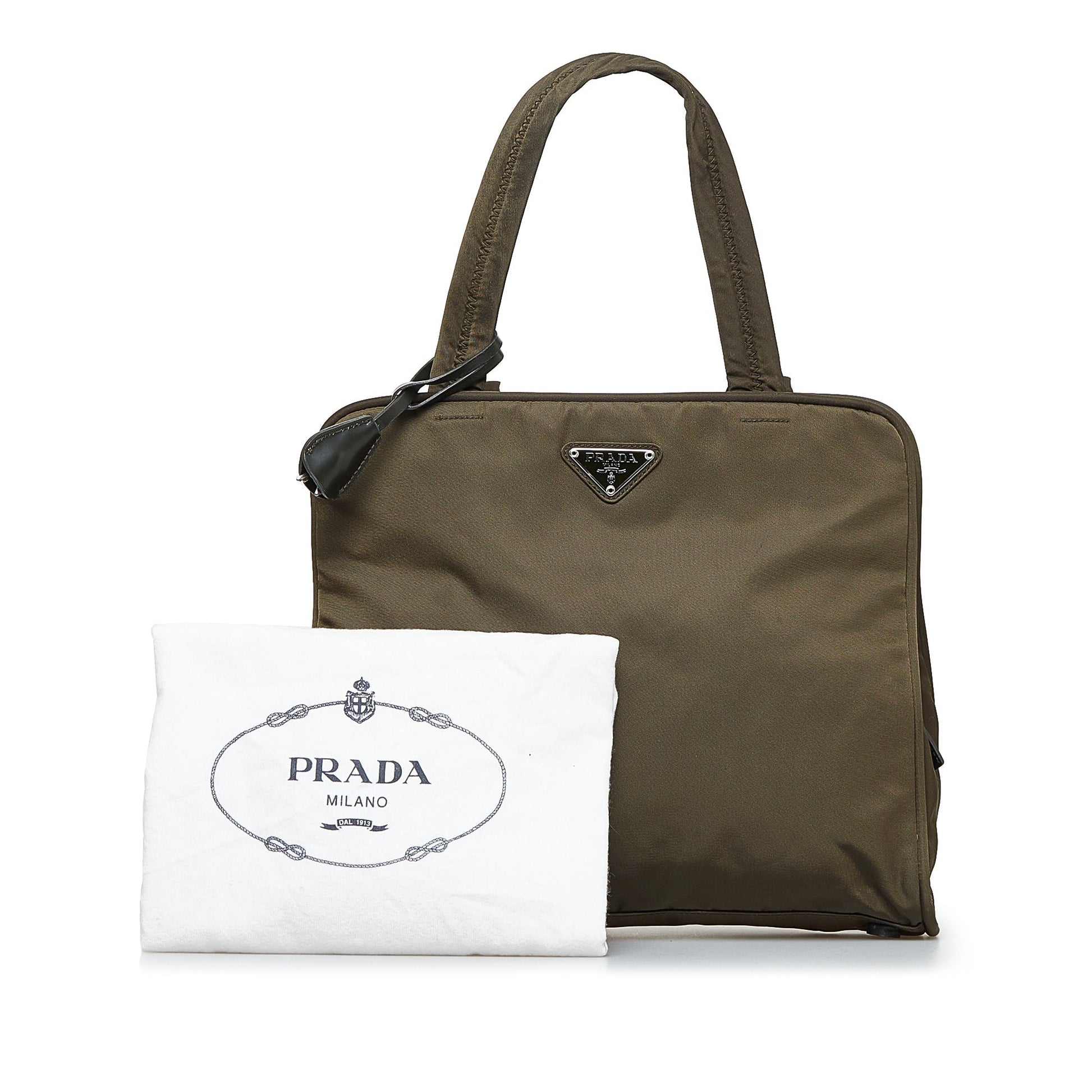 Prada Tessuto Handbag Nylon Green Travel Bag