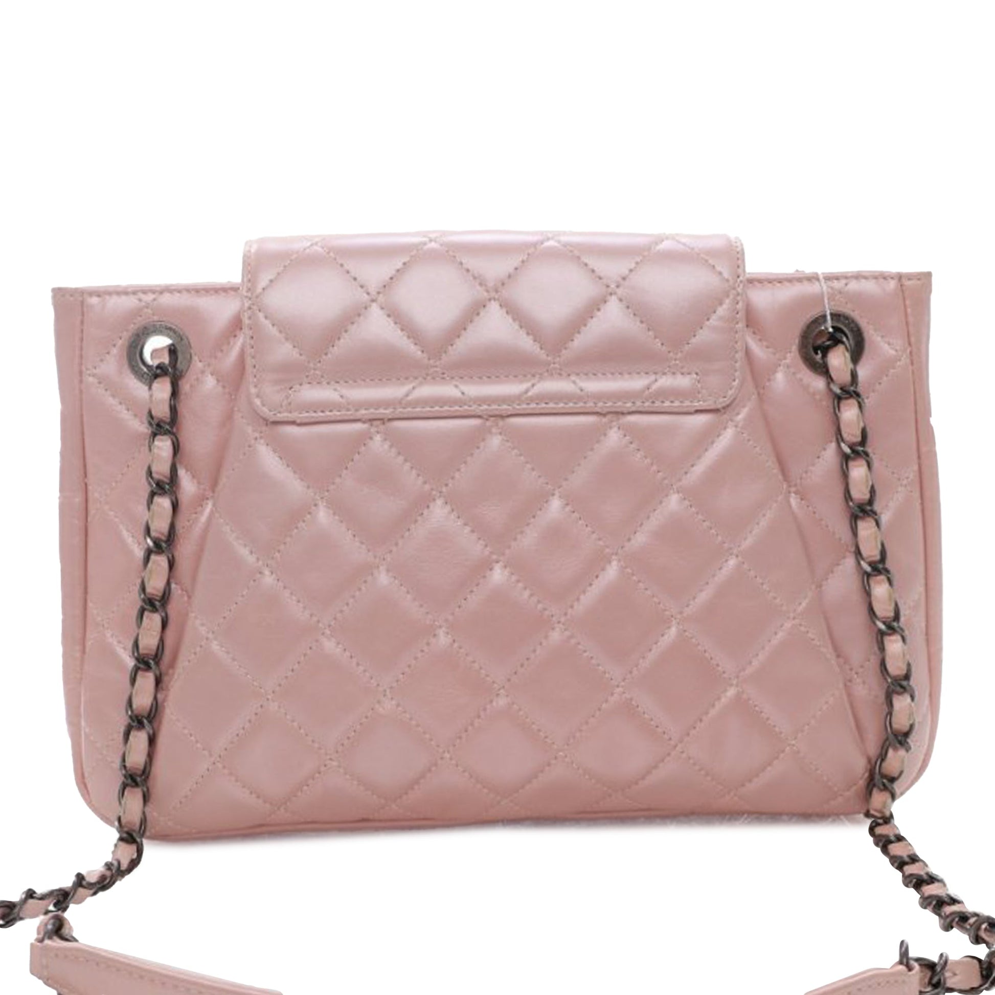 CHANEL CC Glazed Calfskin Accordion Flap Crossbody Bag