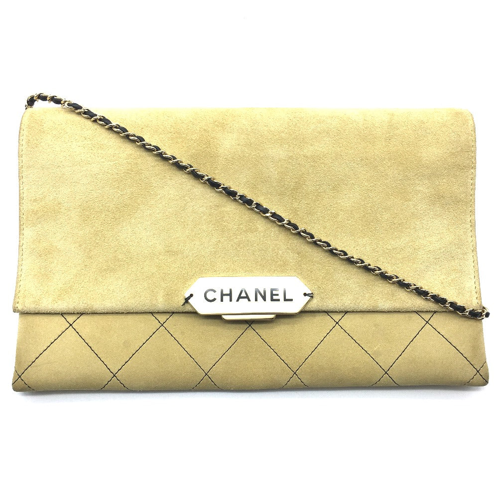 Chanel suede x Gold Beige Shoulder Bag