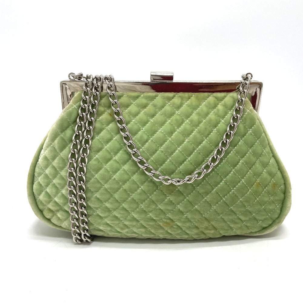 Chanel Velor x Green Silver Shoulder Bag