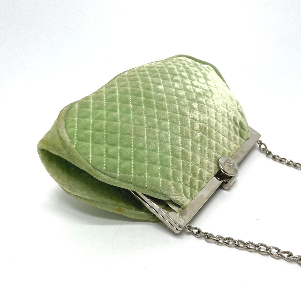 Chanel Velor x Green Silver Shoulder Bag