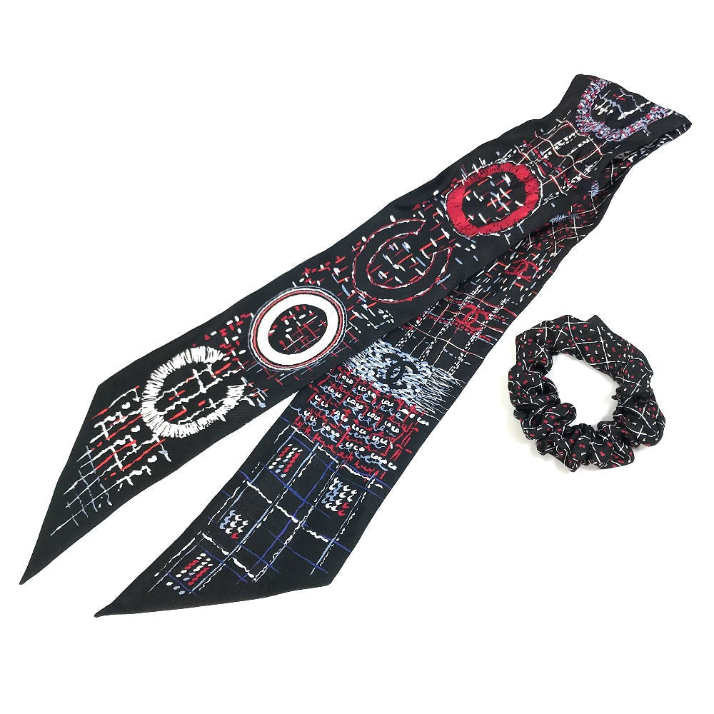 Chanel scarf silk COCO Mark CC scarf Black