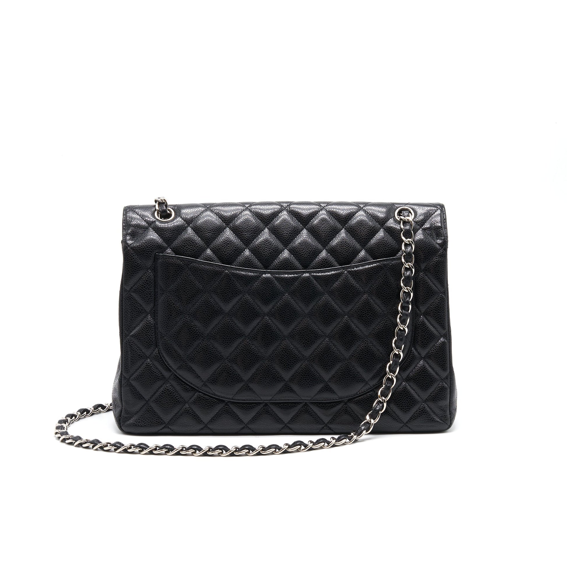 Chanel Cavier Classic Maxi Single Flap bag Black SHW