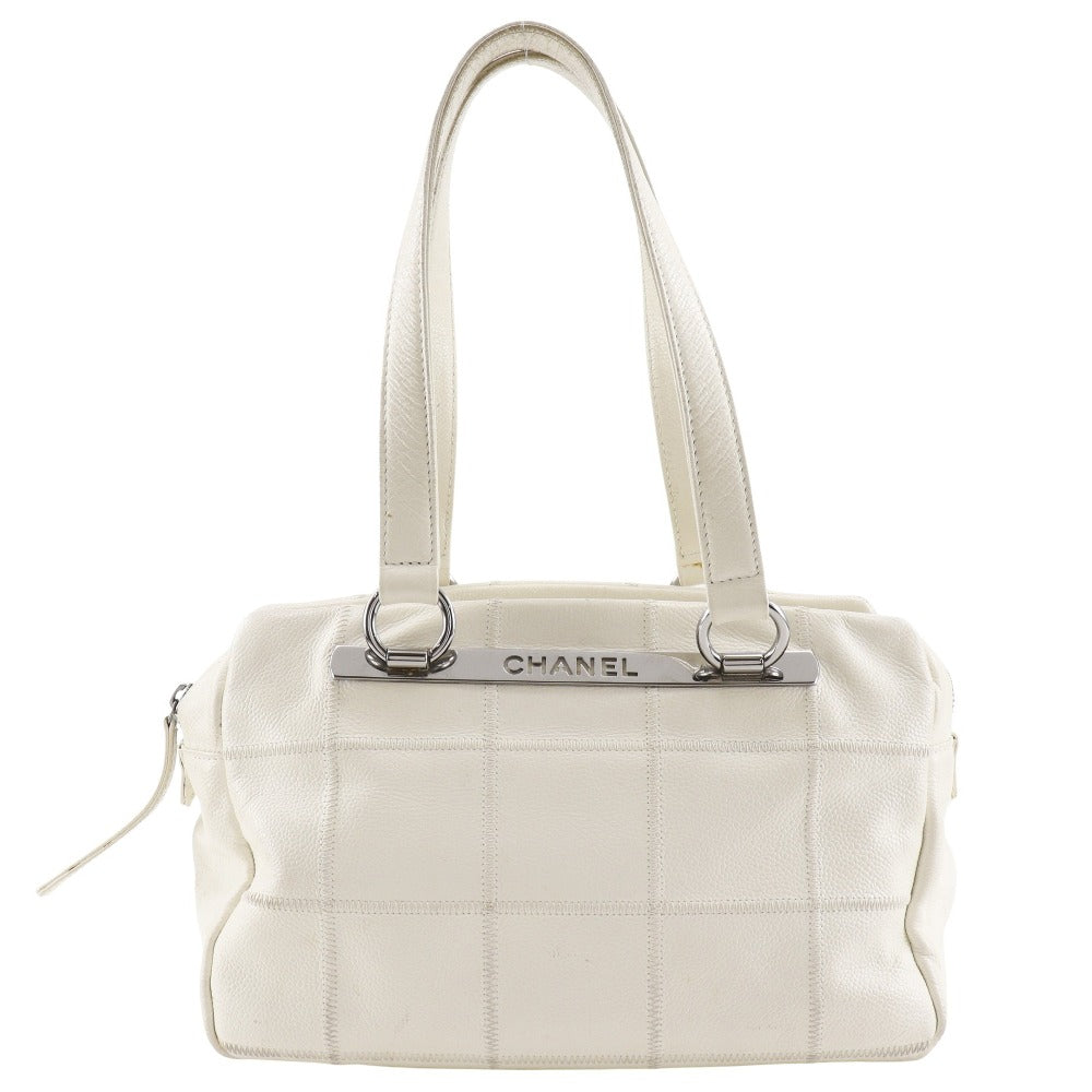 Chanel Caviar skin off Boston Chocolate bar White Tote Bag