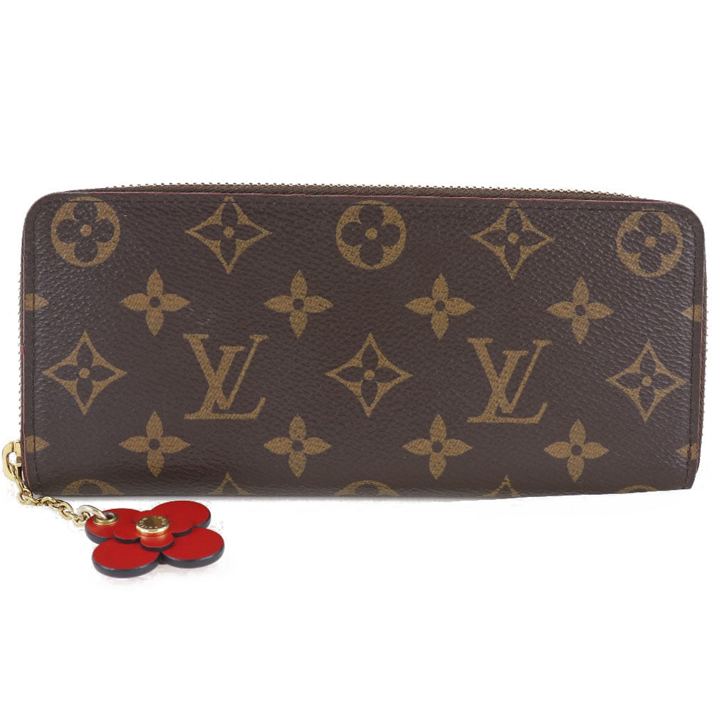 Louis Vuitton Long Purse M62940 Flower charm Monogram Canvas Brown Wallet Case