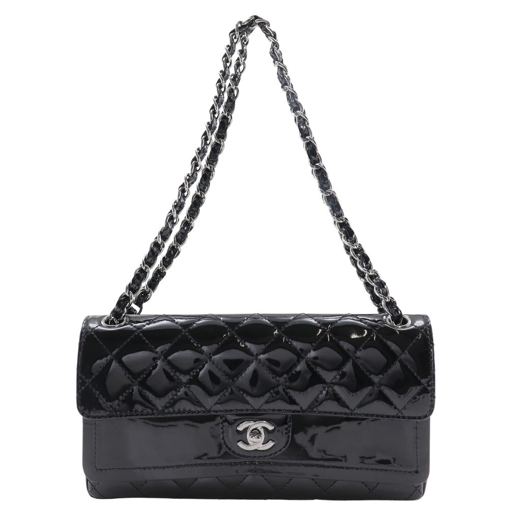 Chanel Patent Double flap Matrasse ChainShoulder Black Leather Shoulder Bag