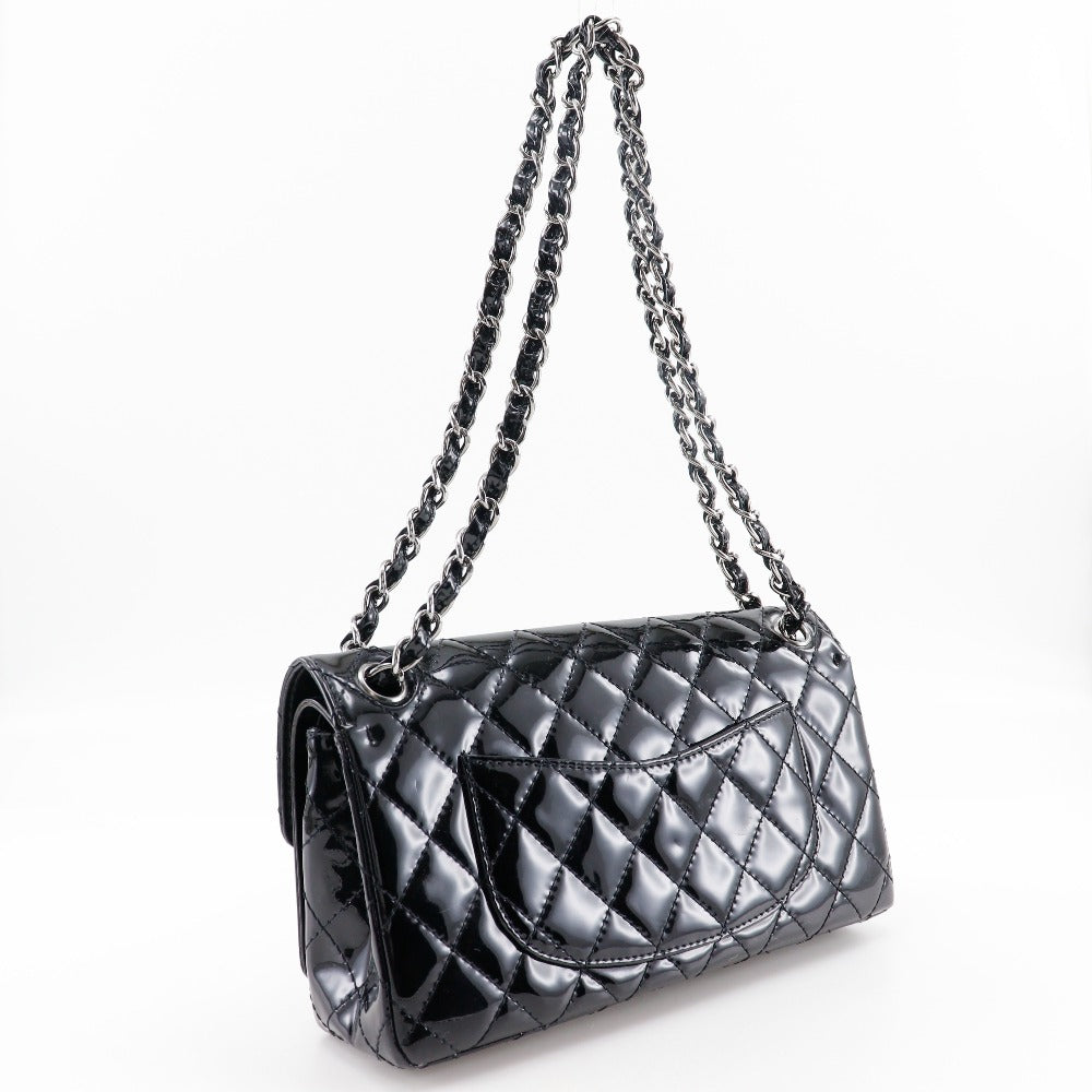 Chanel Patent Double flap Matrasse ChainShoulder Black Leather Shoulder Bag