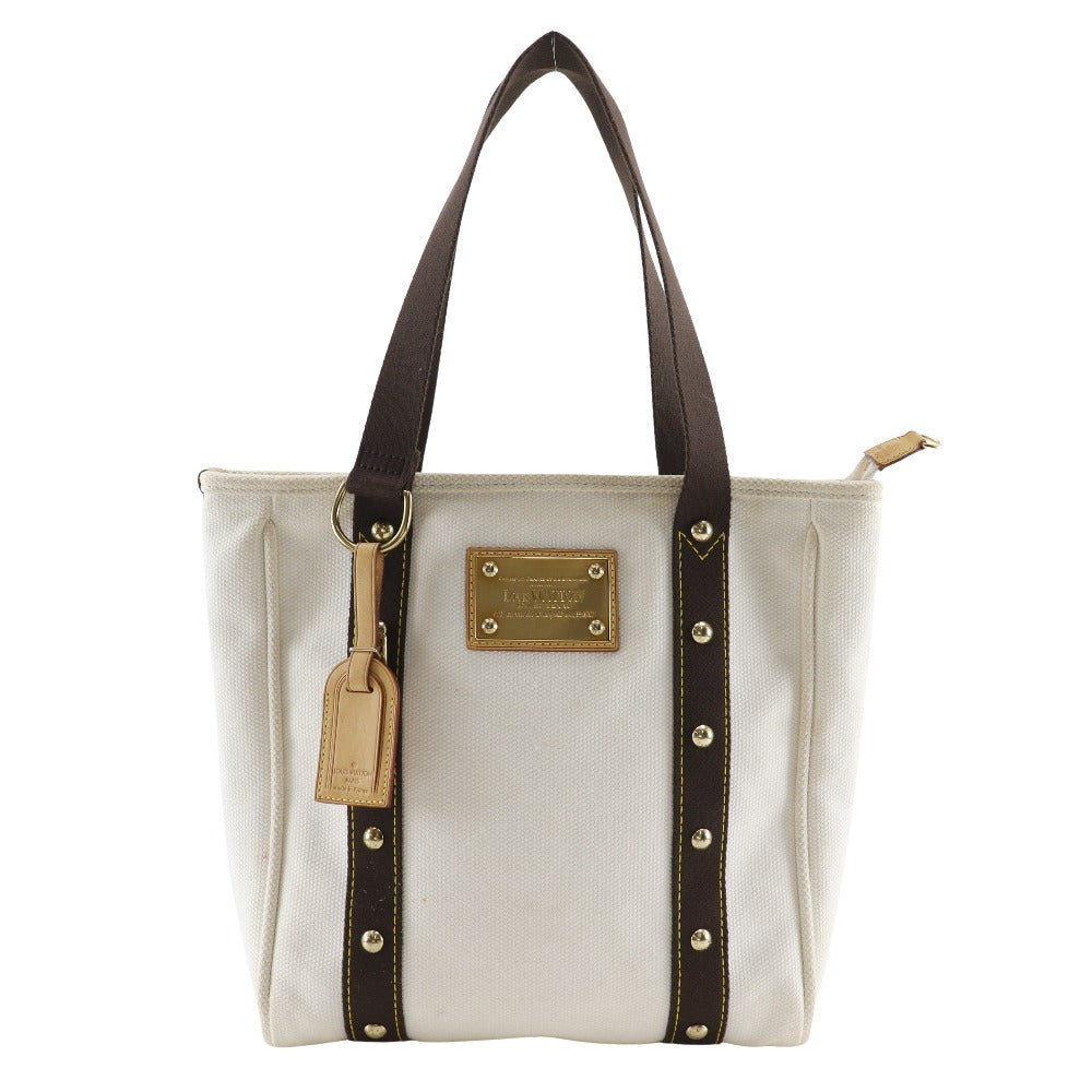 Louis Vuitton M40036 Antigua Hippo MM Canvas White Brown Tote Bag