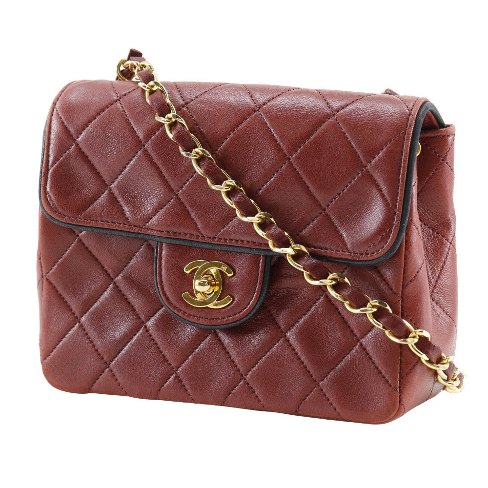 Chanel lambskin ChainShoulder matrasse Red Shoulder Bag