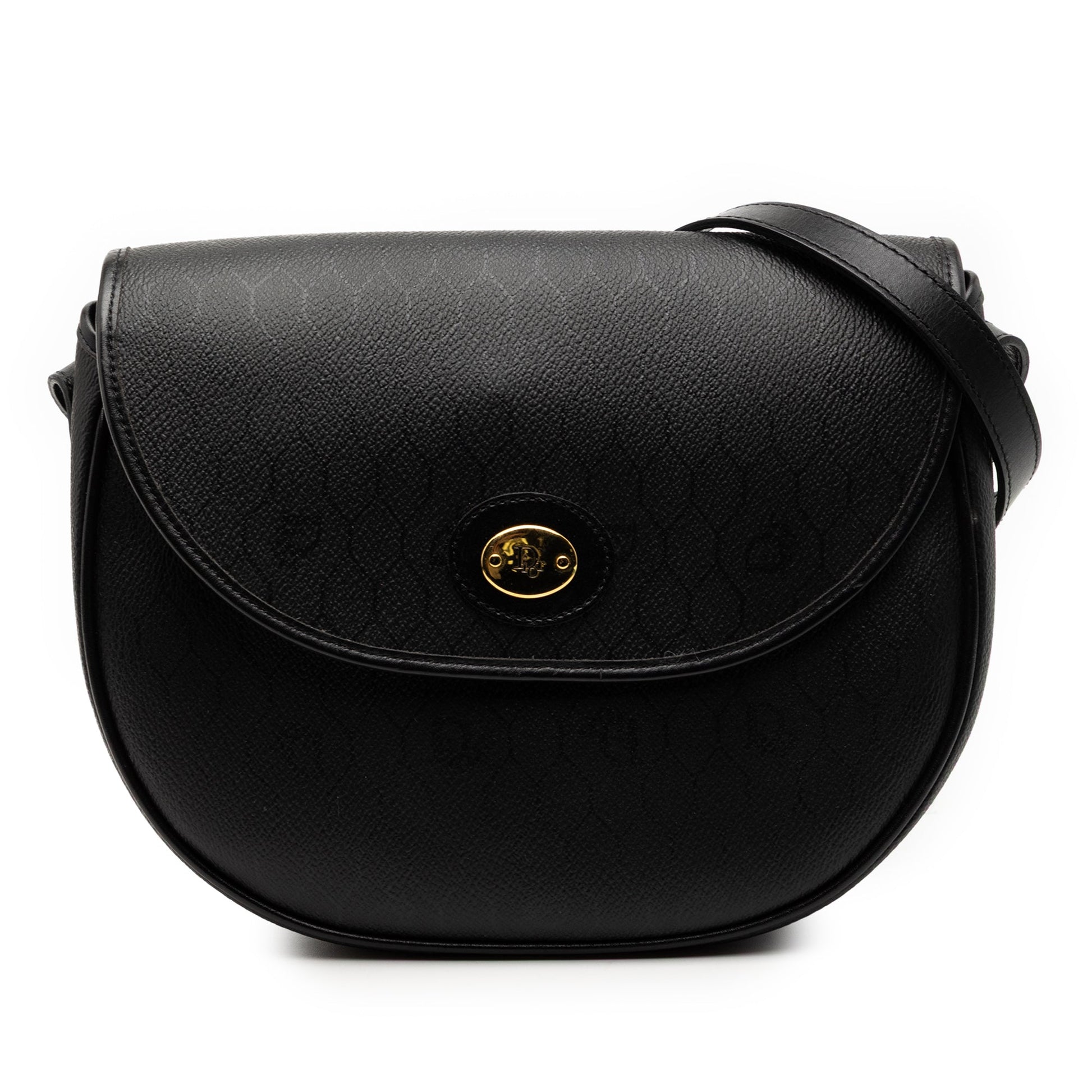 Dior Handbag Honeycomb Coated Crossbody 2 Canvas Black Crossbody Bag